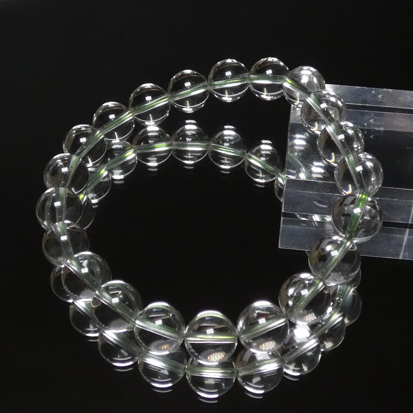 グリーンアメジスト ブレスレット ブラジル産 5A 内周16㎝ 直径約9.3mm【B1786】