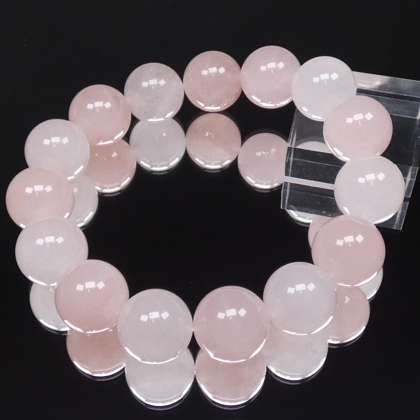 ローズクォーツ ブレスレット ブラジル産 4A 内周17.5㎝ 直径約14.7mm【B1458】