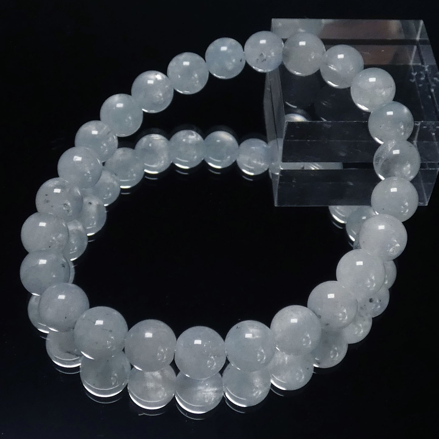 マルチアンフィボール ブルーラビットヘア水晶 ブレスレット 内周16㎝ 直径約7.5mm【B2912】