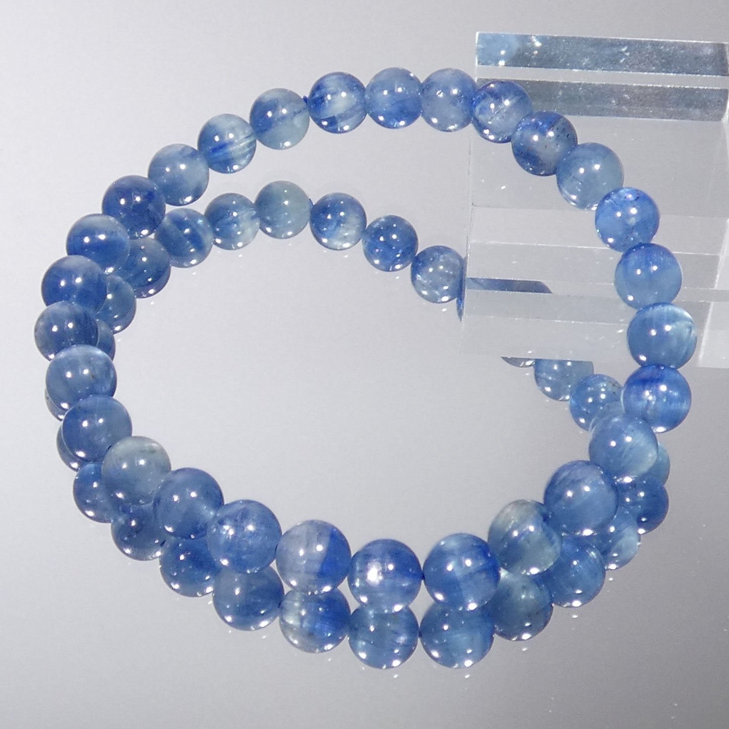 カイヤナイトシリカ ブレスレット タンザニア産 5A 内周16㎝ 直径約6.6mm【B0052】