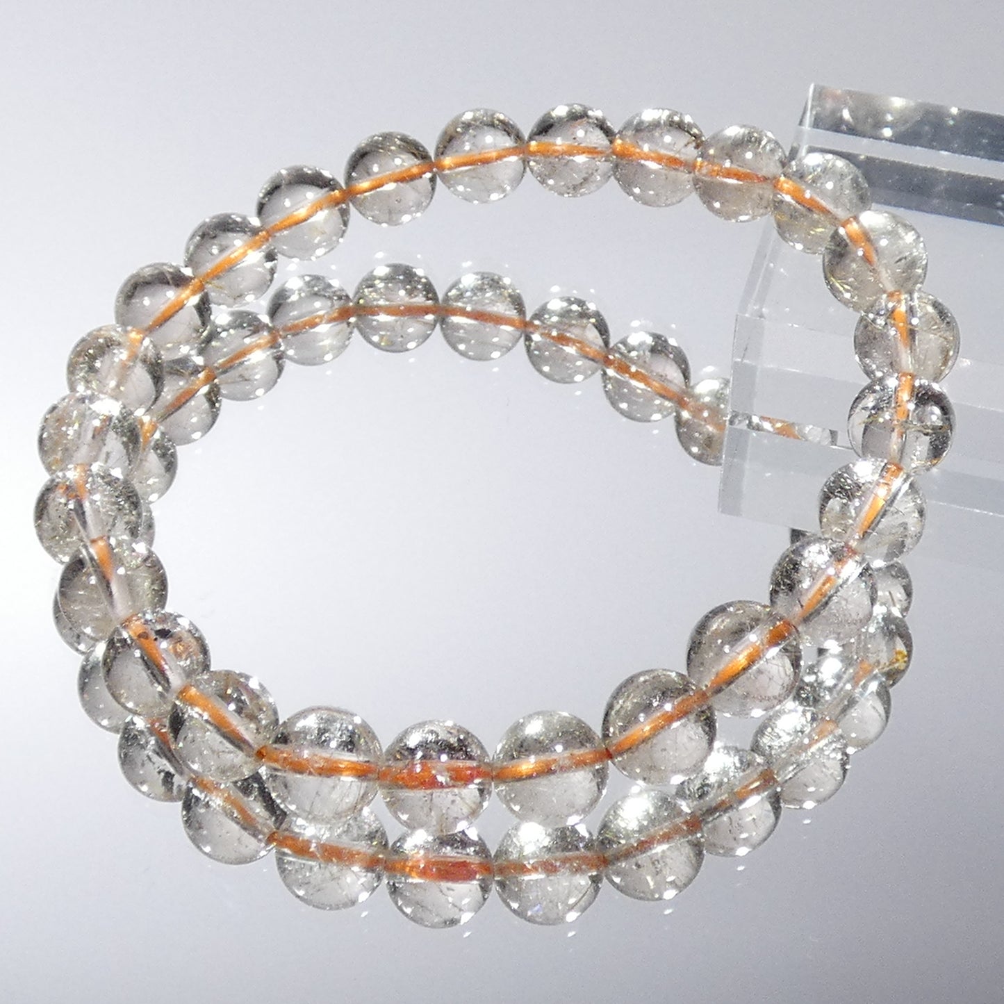 ゴールドルチルクォーツ ブレスレット ブラジル産 内周16㎝ 直径約7.5mm【B0038】