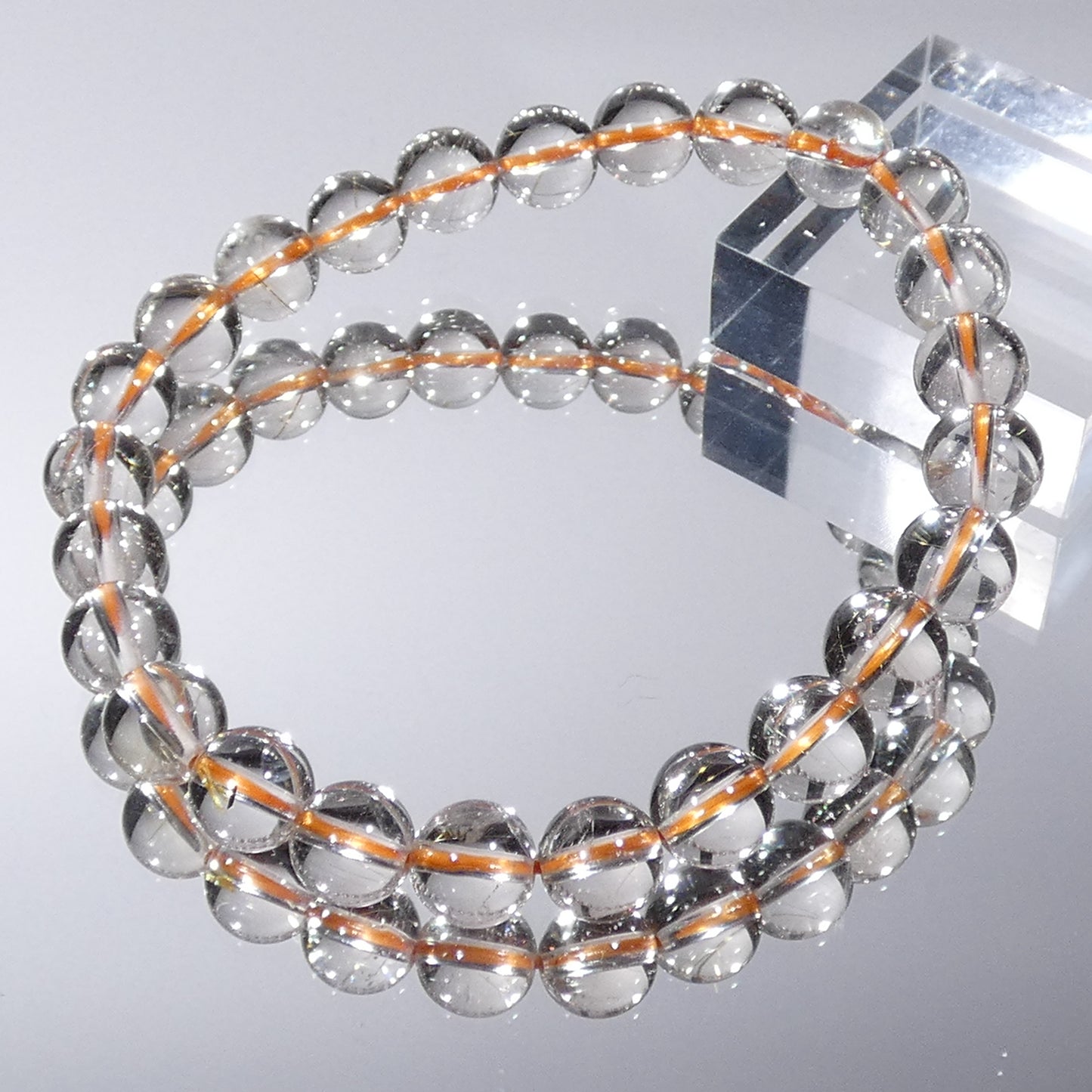 ゴールドルチルクォーツ ブレスレット ブラジル産 内周16㎝ 直径約7.6mm【B0037】