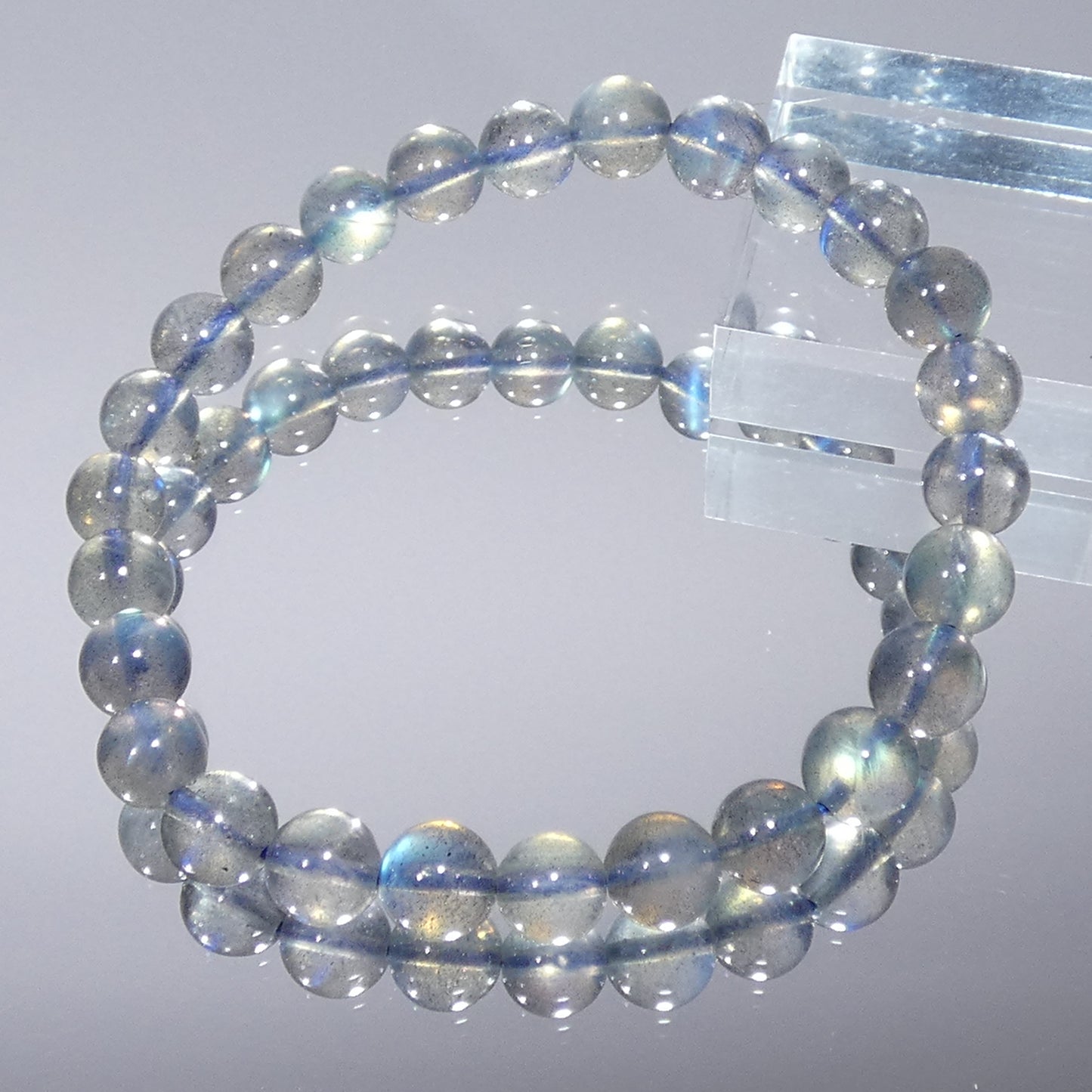 全シラー ラブラドライト ブレスレット 4A 内周15.5㎝ 直径約7.1mm【B0136】