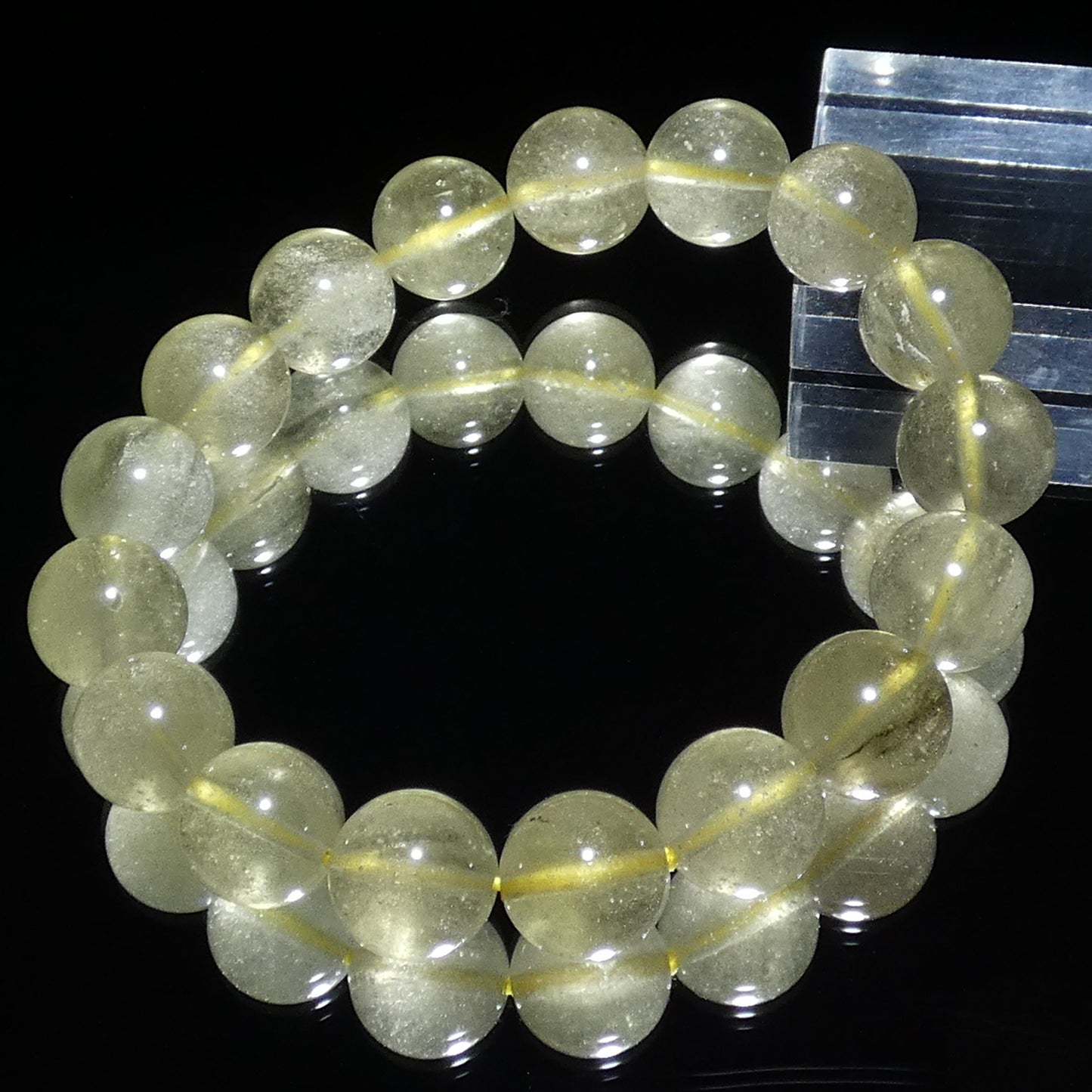 リビアングラス ブレスレット エジプト産 4A 内周16.5㎝ 直径約12.0mm【B0215】