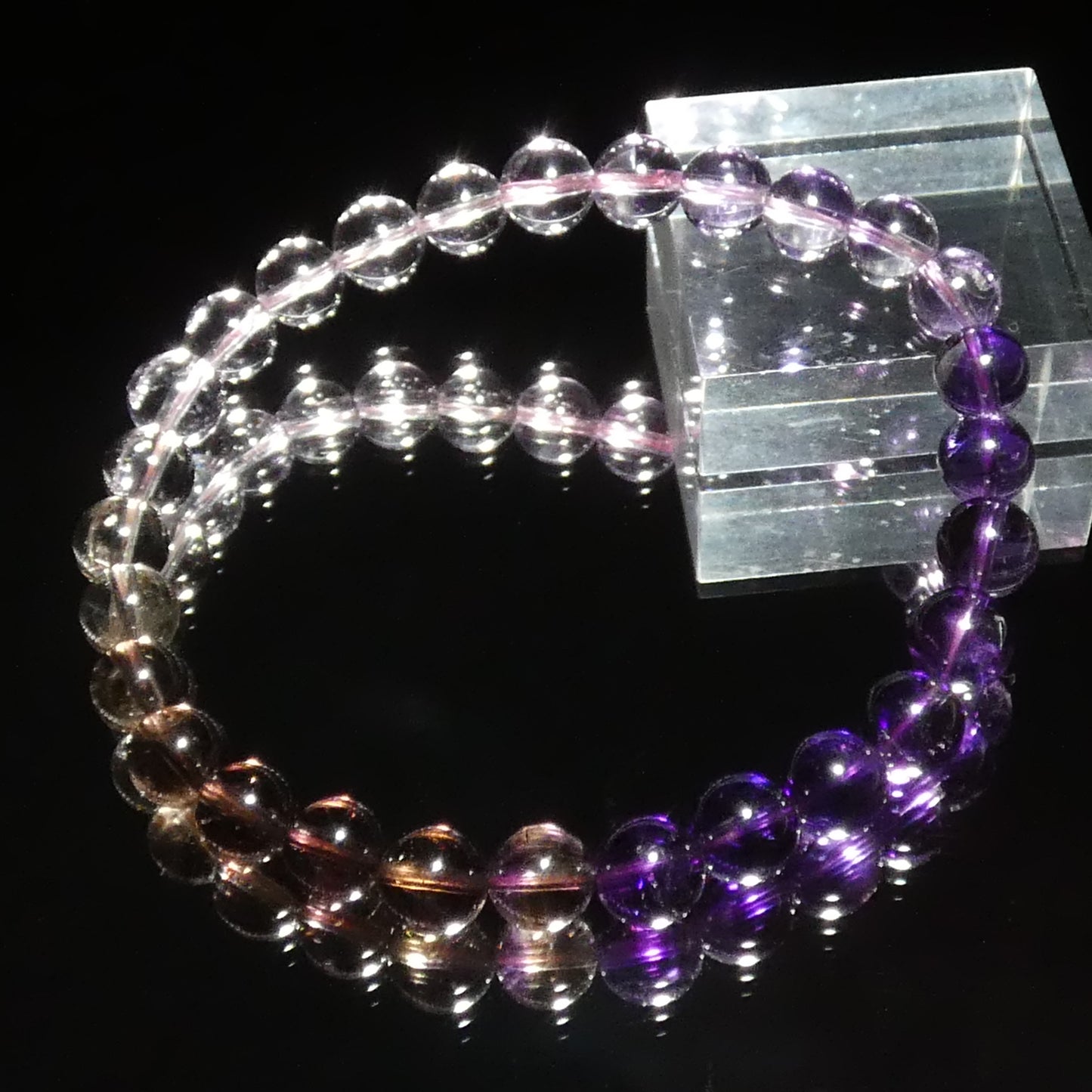 スーパーセブン エレスチャル紫水晶 ブレスレット 5A 内周16㎝ 直径約6.5mm【B0150】