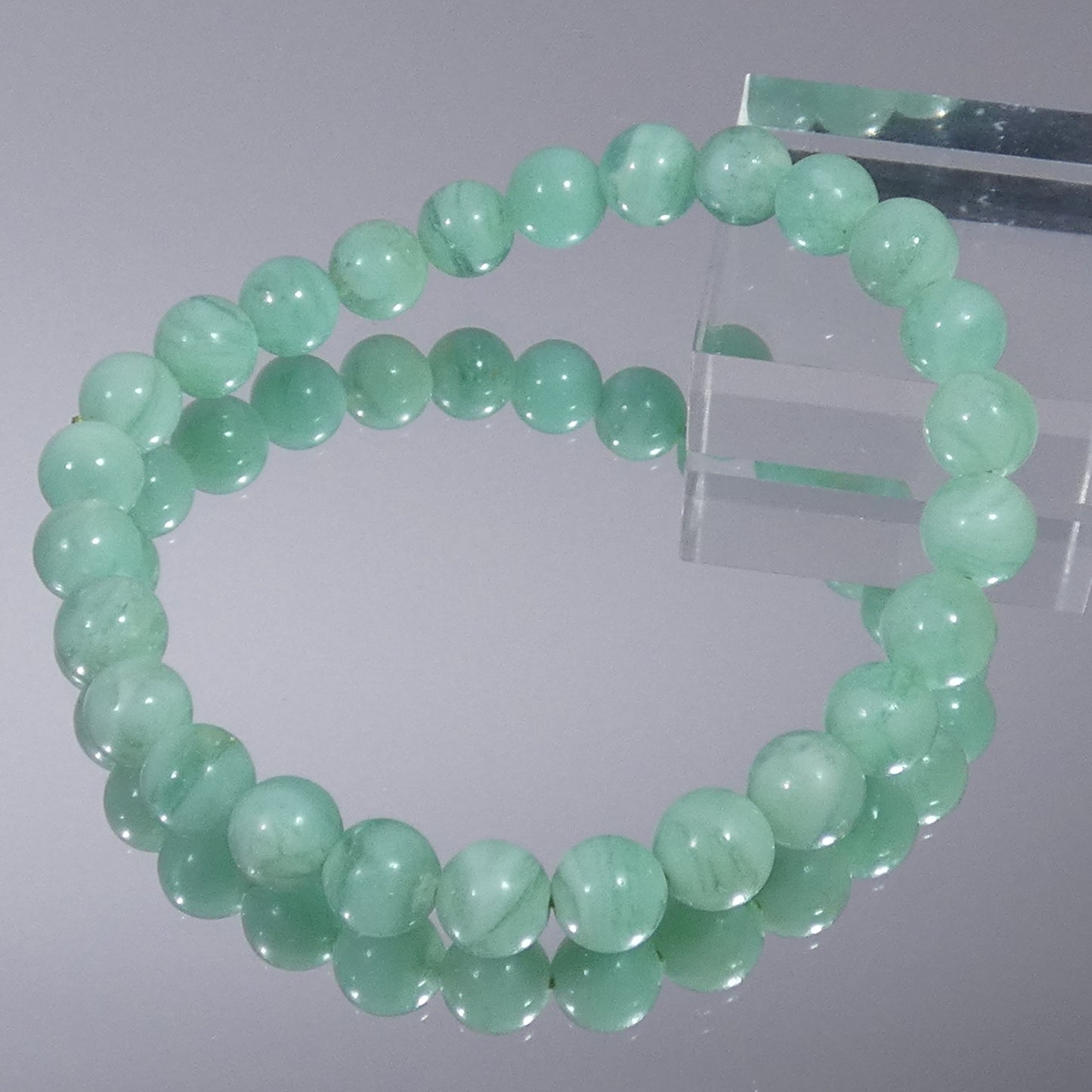 マーブル付きフローライト(エンジェルフェザー) ブレスレット 5A 内周16㎝ 直径約7.3mm【B0241】