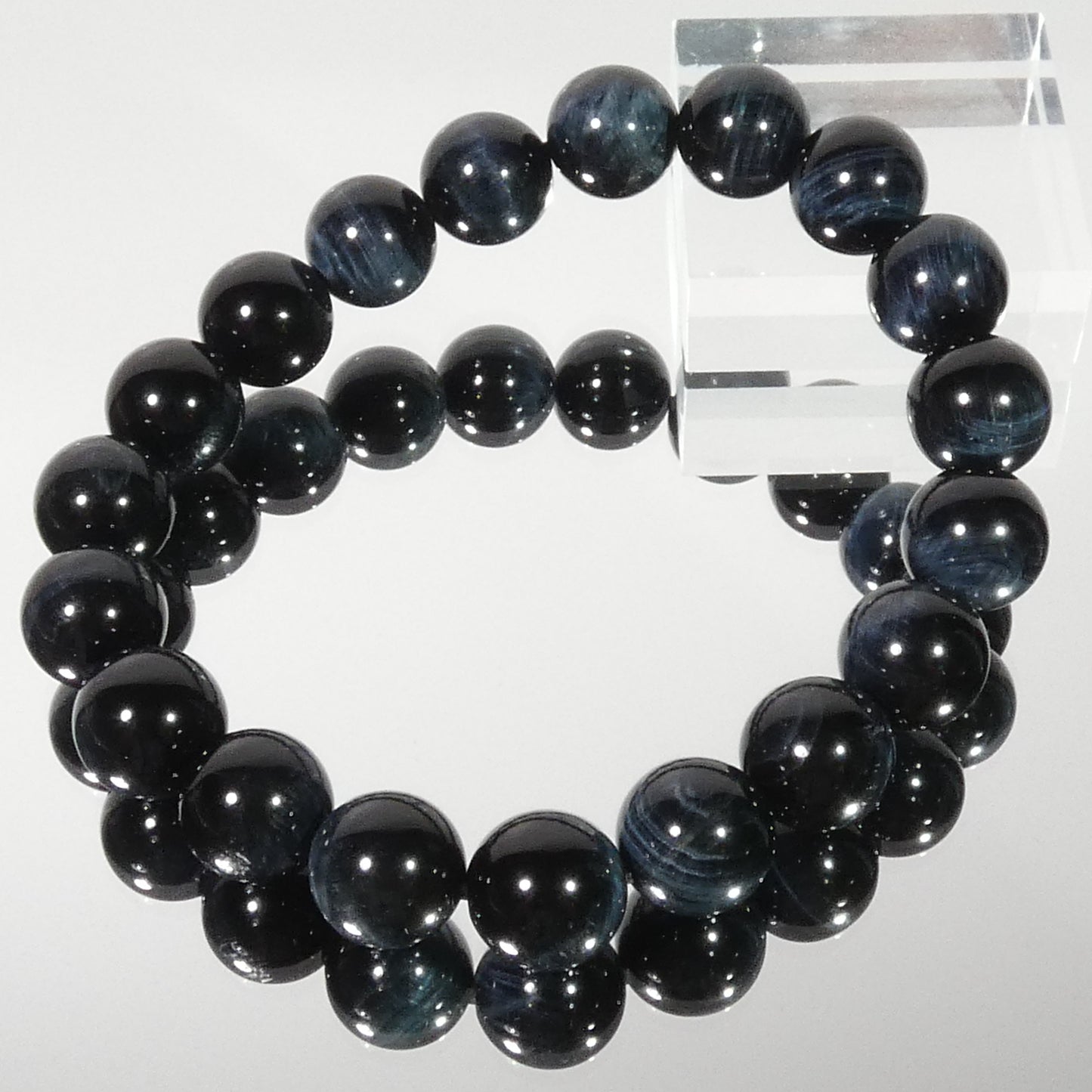ブルータイガーアイ ブレスレット 5A 内周15.5㎝ 直径約10mm【B0228】