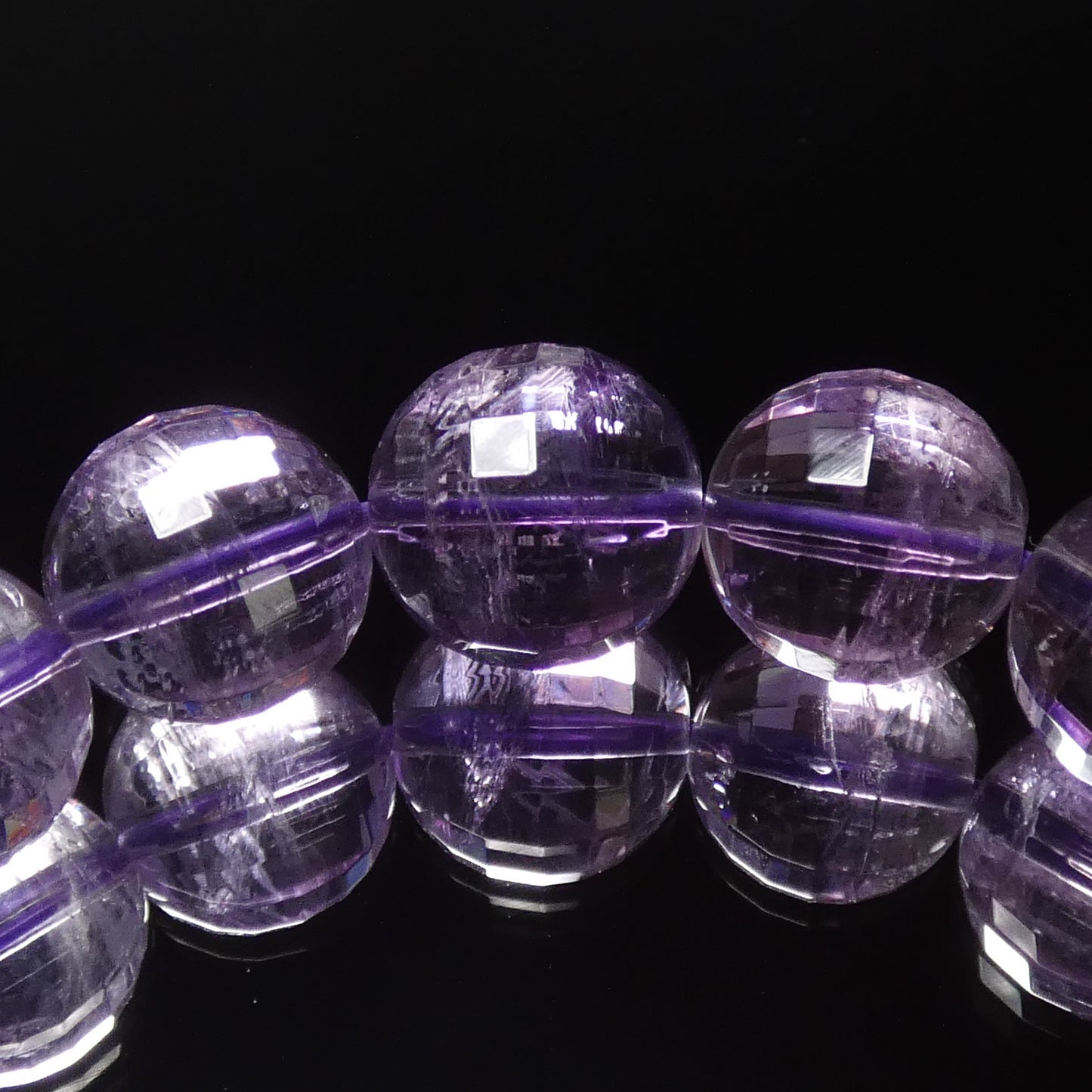 ピンクラベンダーアメジスト キラキラカット ブレスレット ブラジル産 4A 内周16㎝  直径約11mm