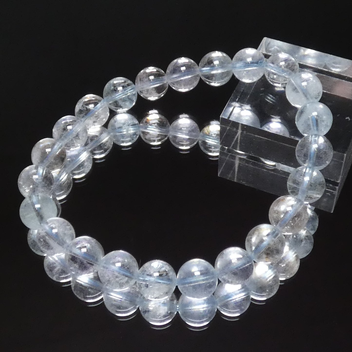 アイスアクアマリン ブレスレット 4A 内周16㎝ 直径約8.2mm【B1618】