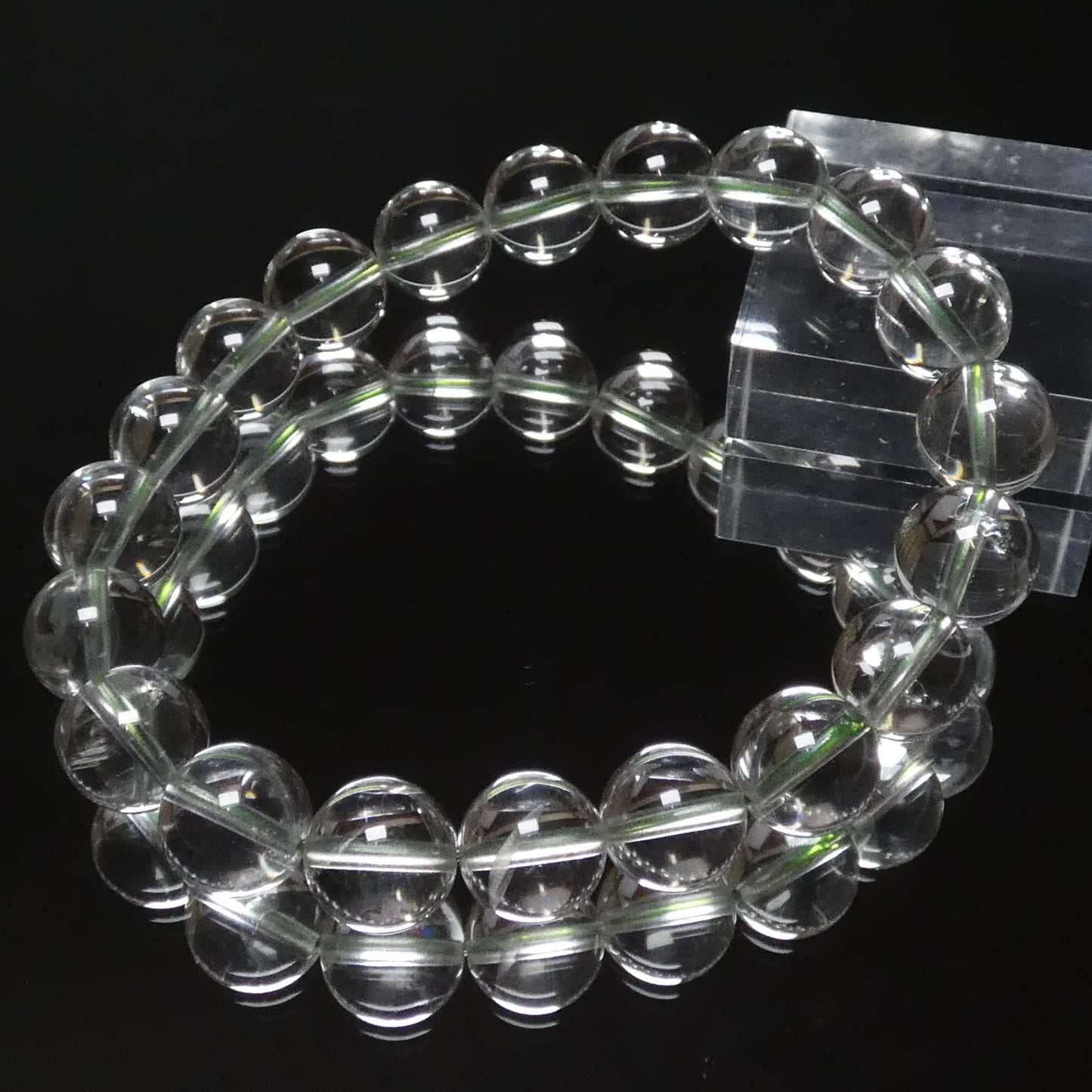 グリーンアメジスト ブレスレット ブラジル産 5A 内周16㎝ 直径約9.8mm【B1779】