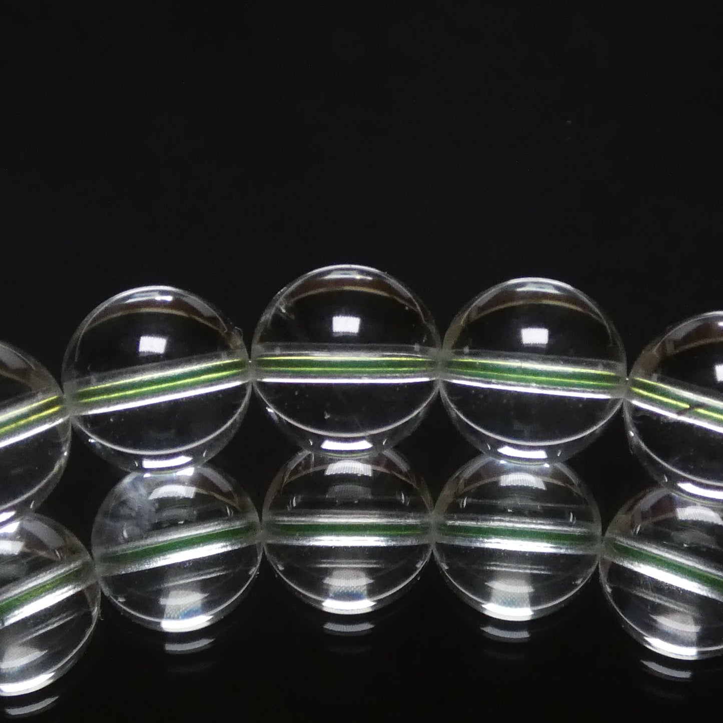 グリーンアメジスト ブレスレット ブラジル産 5A 内周16㎝ 直径約9.8mm【B1779】