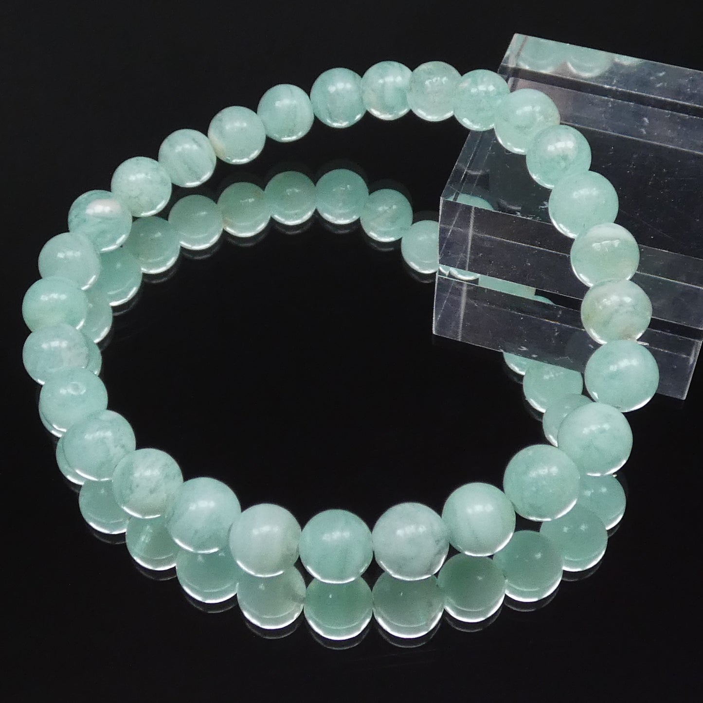 マーブル付きフローライト(エンジェルフェザー) ブレスレット  5A 内周16㎝ 直径約6.8mm【B1564】