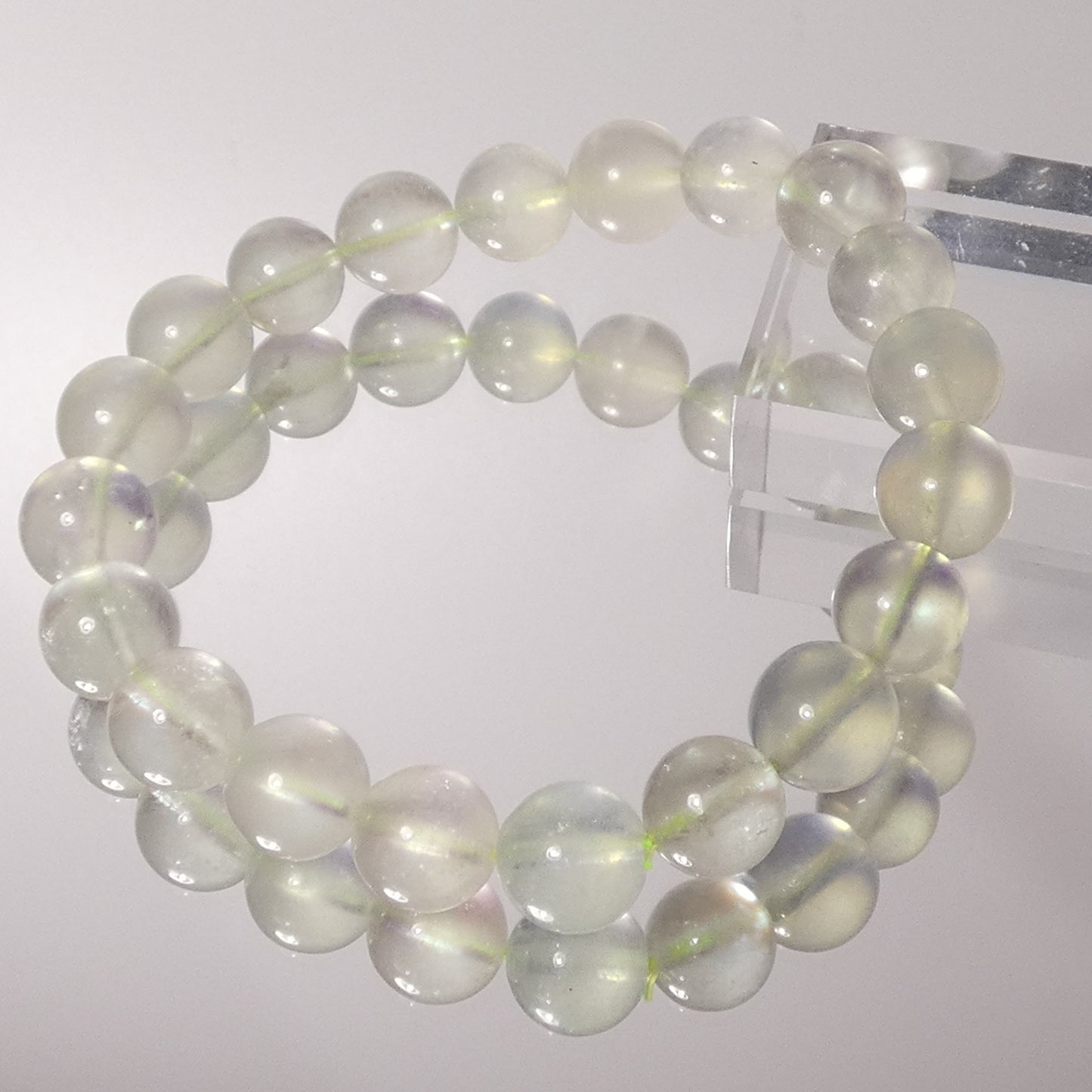 グリーンアクアマリン(ベリル) ブレスレット 4A 内周15.5㎝ 直径約9.5mm【B1373】