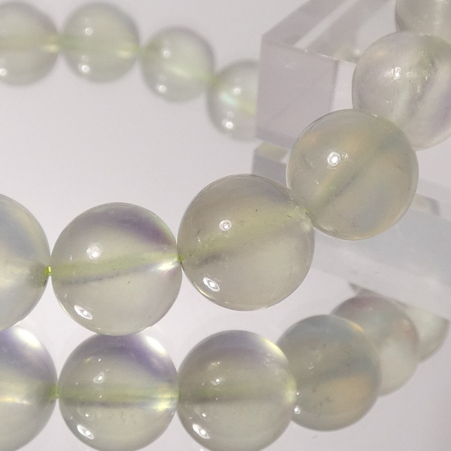 グリーンアクアマリン(ベリル) ブレスレット 4A 内周15.5㎝ 直径約9.5mm【B1373】