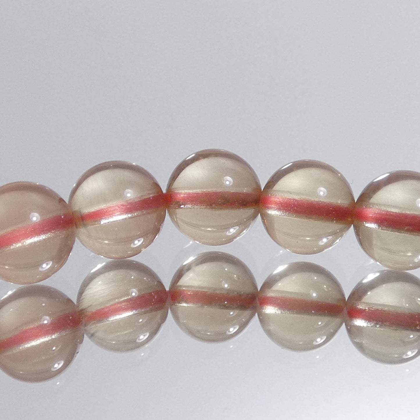 ピンクアンディシン 長石 ブレスレット チベット産 4A 内周16㎝ 直径約7.4mm【B2059】