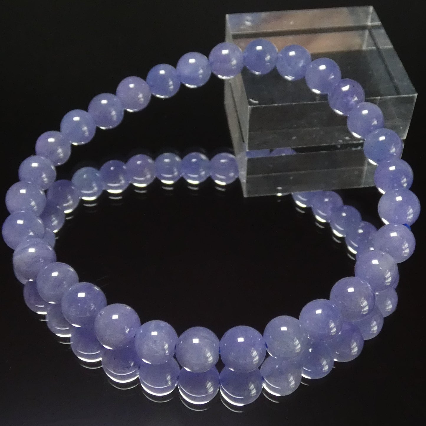 タンザナイト ブレスレット タンザニア産 4A 内周15.5㎝ 直径約6.1mm【B2790】