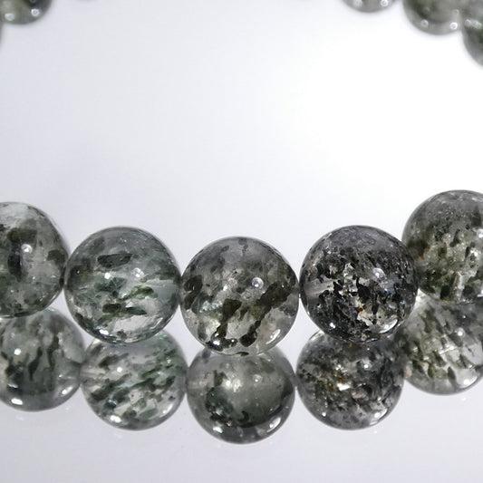 グリーンマイカ水晶 ブレスレット 4A 内周15.5㎝ 直径約7.5mm【B3155】