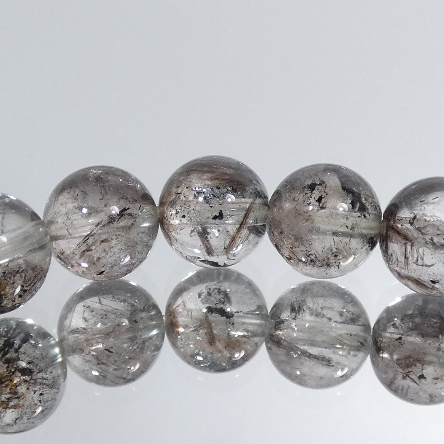 ヒマラヤ エレスチャル水晶 ブレスレット パキスタン産 4A 内周15.5㎝ 直径約7.0mm【B2714】
