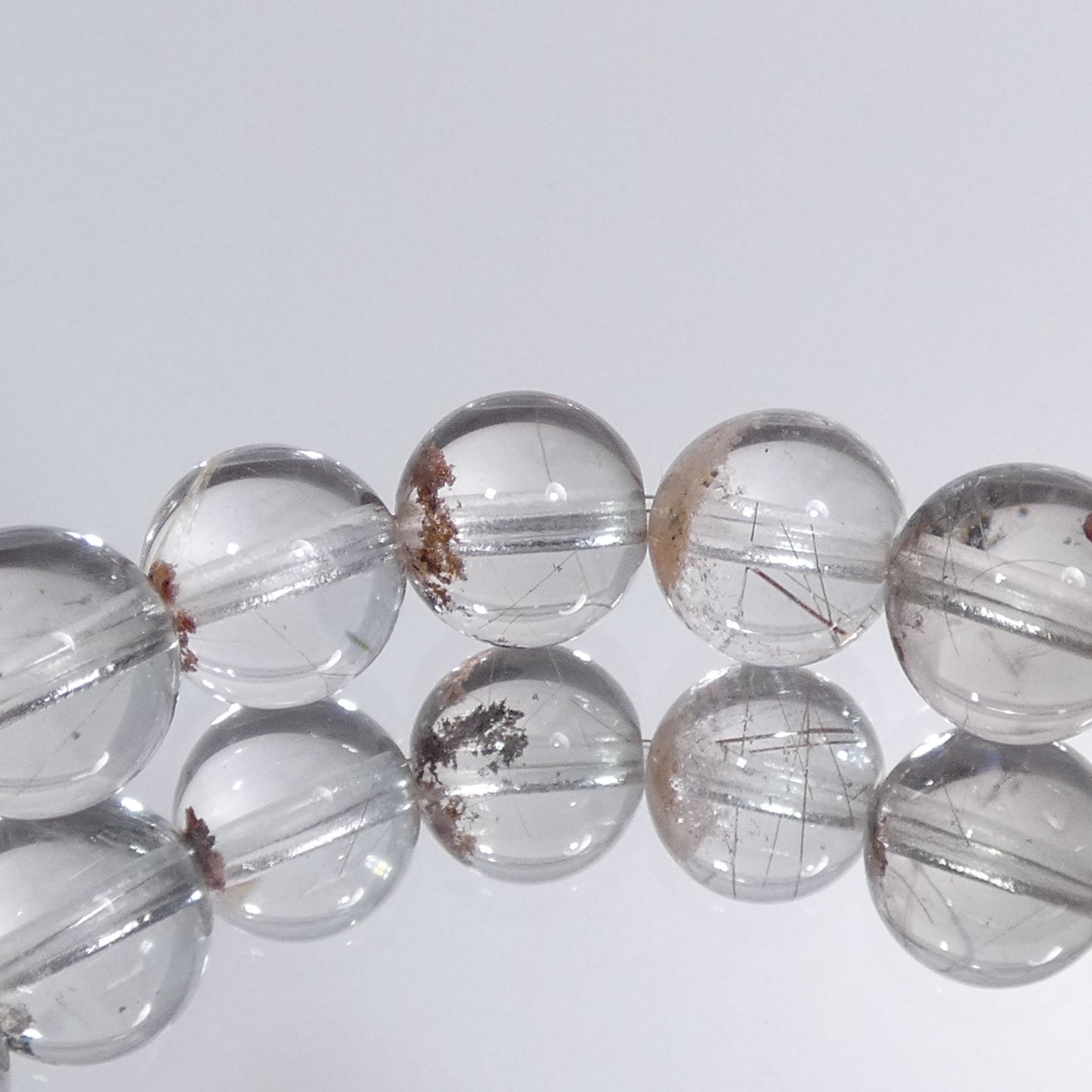 ガーデンクォーツ ルチル入り ブレスレット 4A 内周15.5㎝ 直径約7.6mm【B3421】