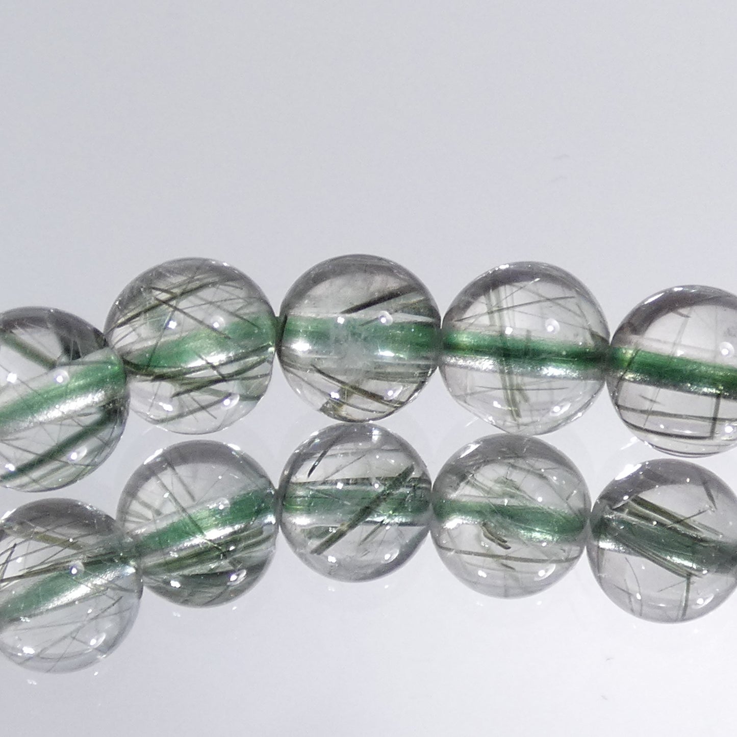 グリーンルチル ブレスレット 4A 内周15.5㎝ 直径約7.4mm【B3254】