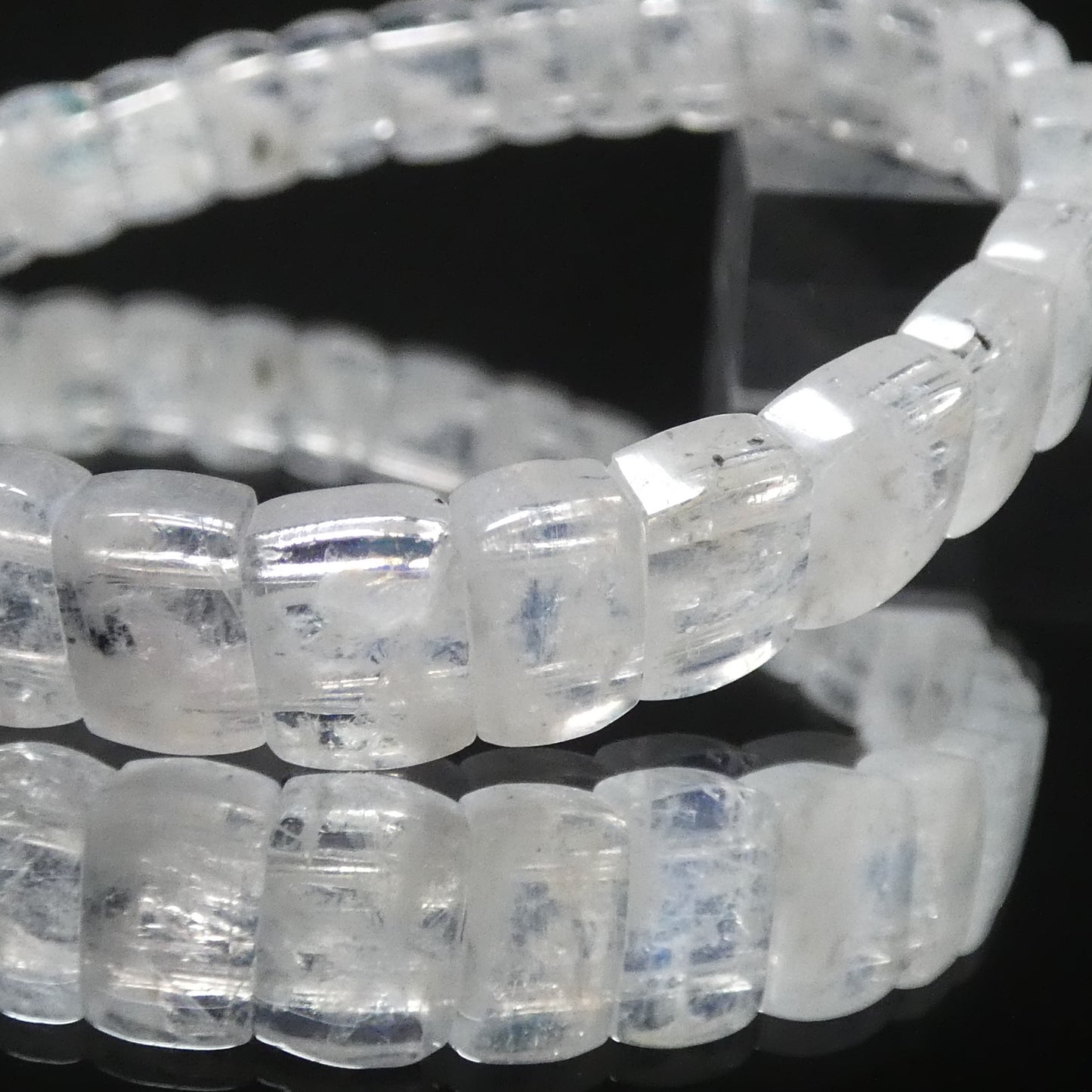 ロイヤルブルー ムーンストーン ブレスレット スリランカ産 3A 内周18㎝ 約5.7mm×8.5mm【B3438】