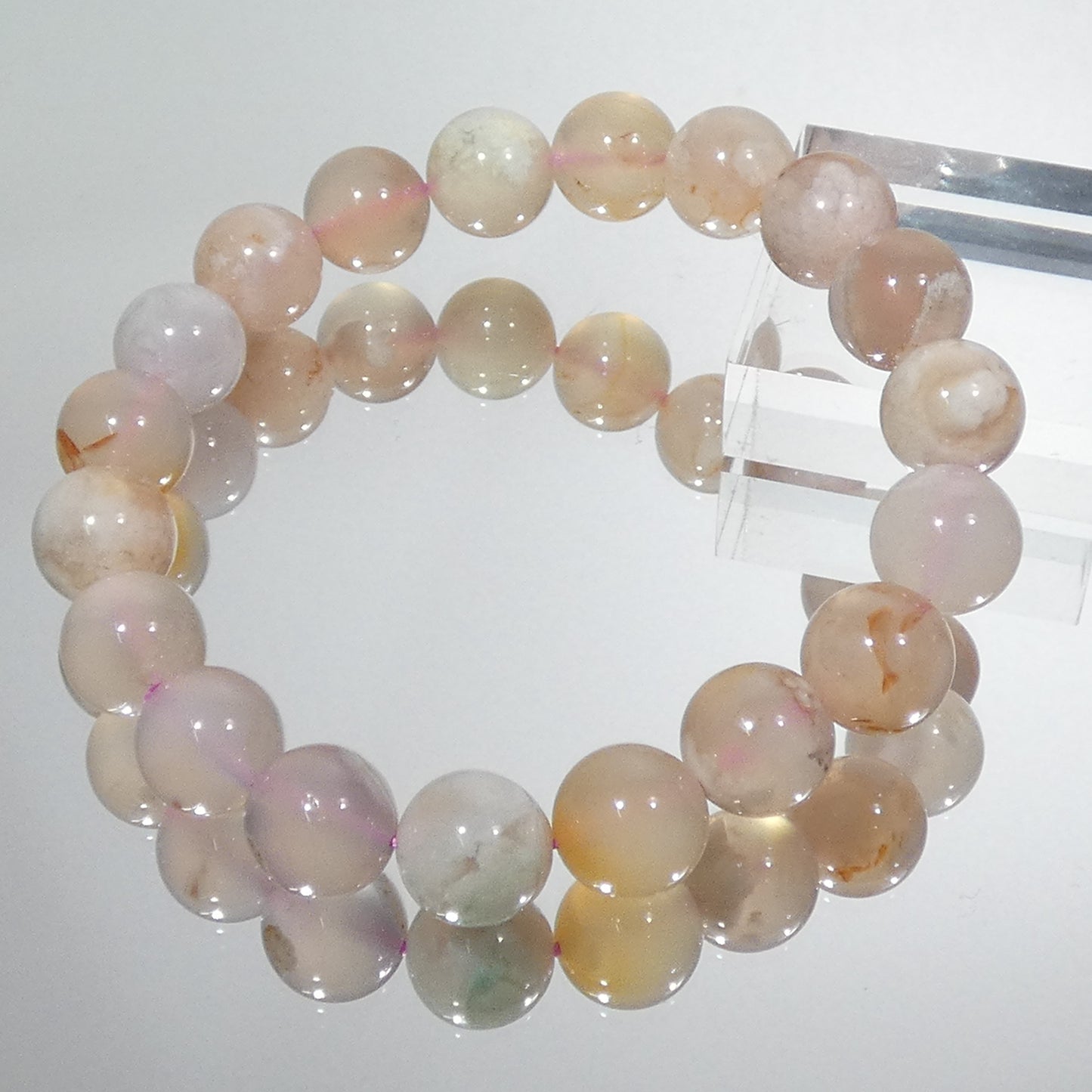 桜アゲート ブレスレット マダガスカル産 内周16.5㎝ 直径約10.5mm【B0002】