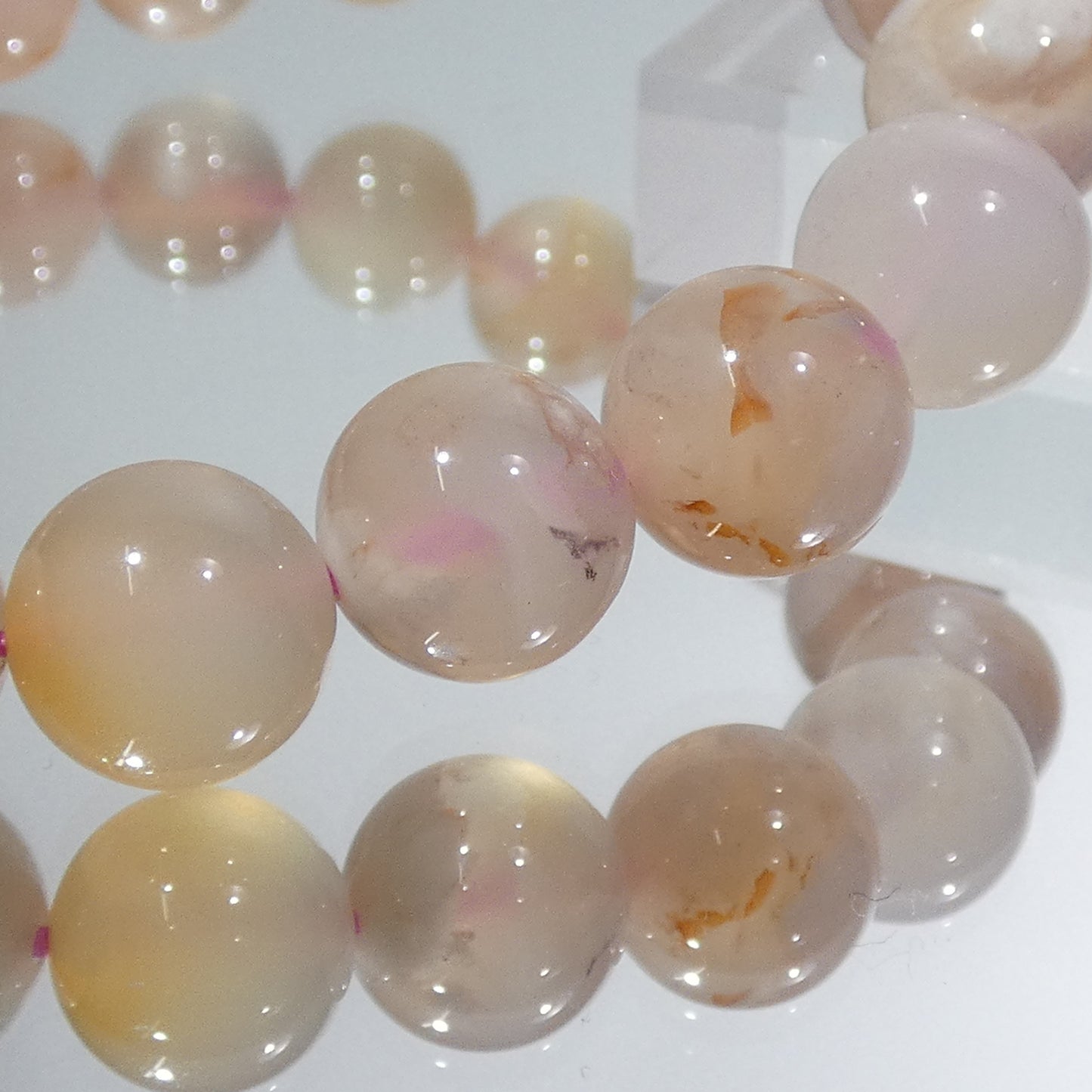桜アゲート ブレスレット マダガスカル産 内周16.5㎝ 直径約10.5mm【B0002】