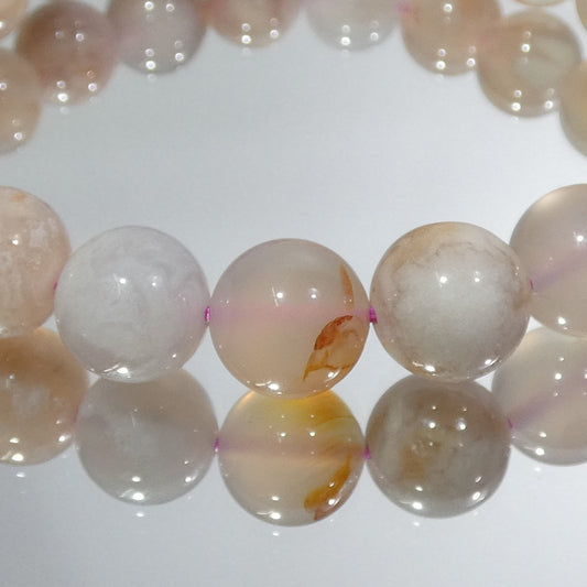 桜アゲート ブレスレット マダガスカル産 内周16.5㎝ 直径約10.5mm【B0002】