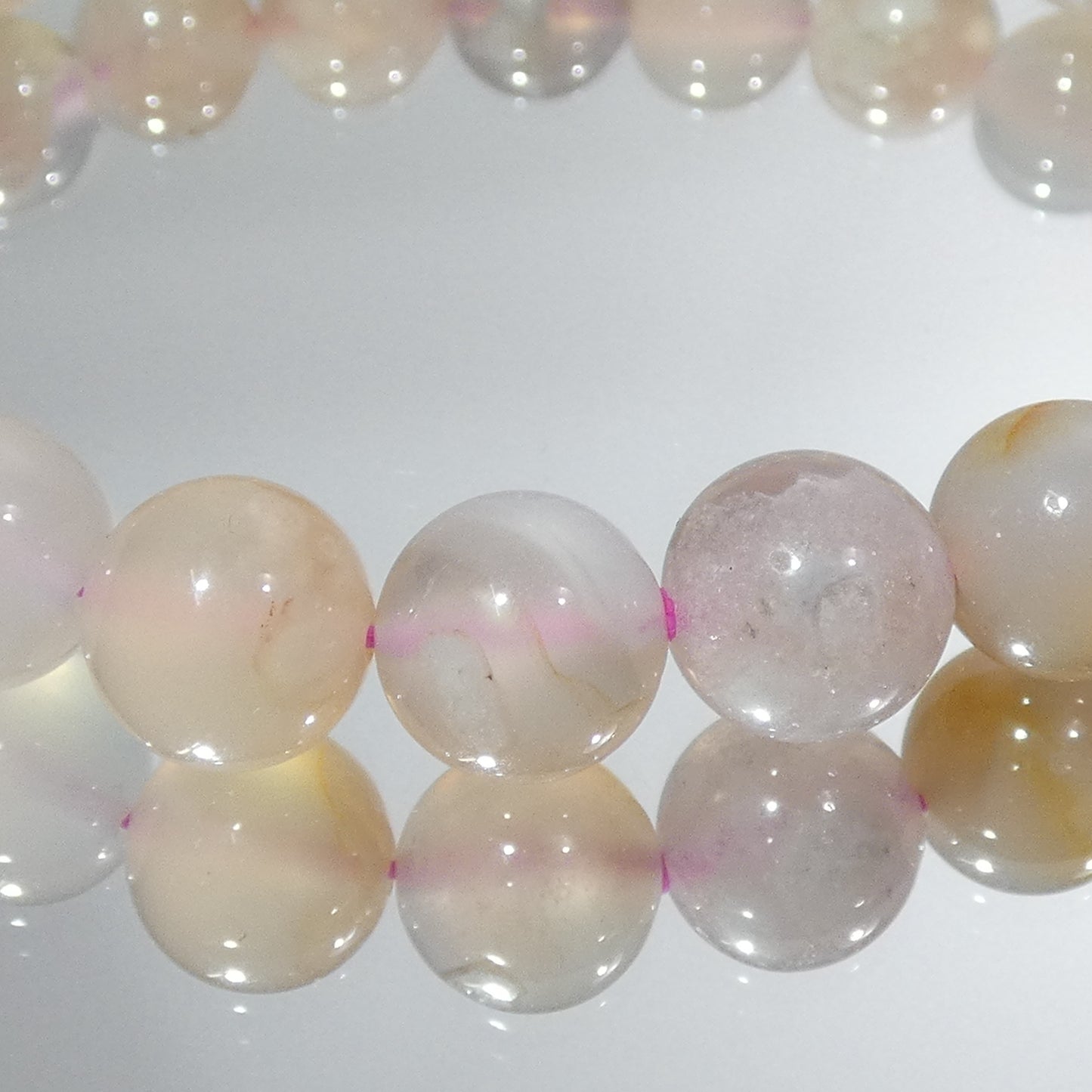 桜アゲート ブレスレット マダガスカル産 内周16.5㎝ 直径約10.0mm【B0003】