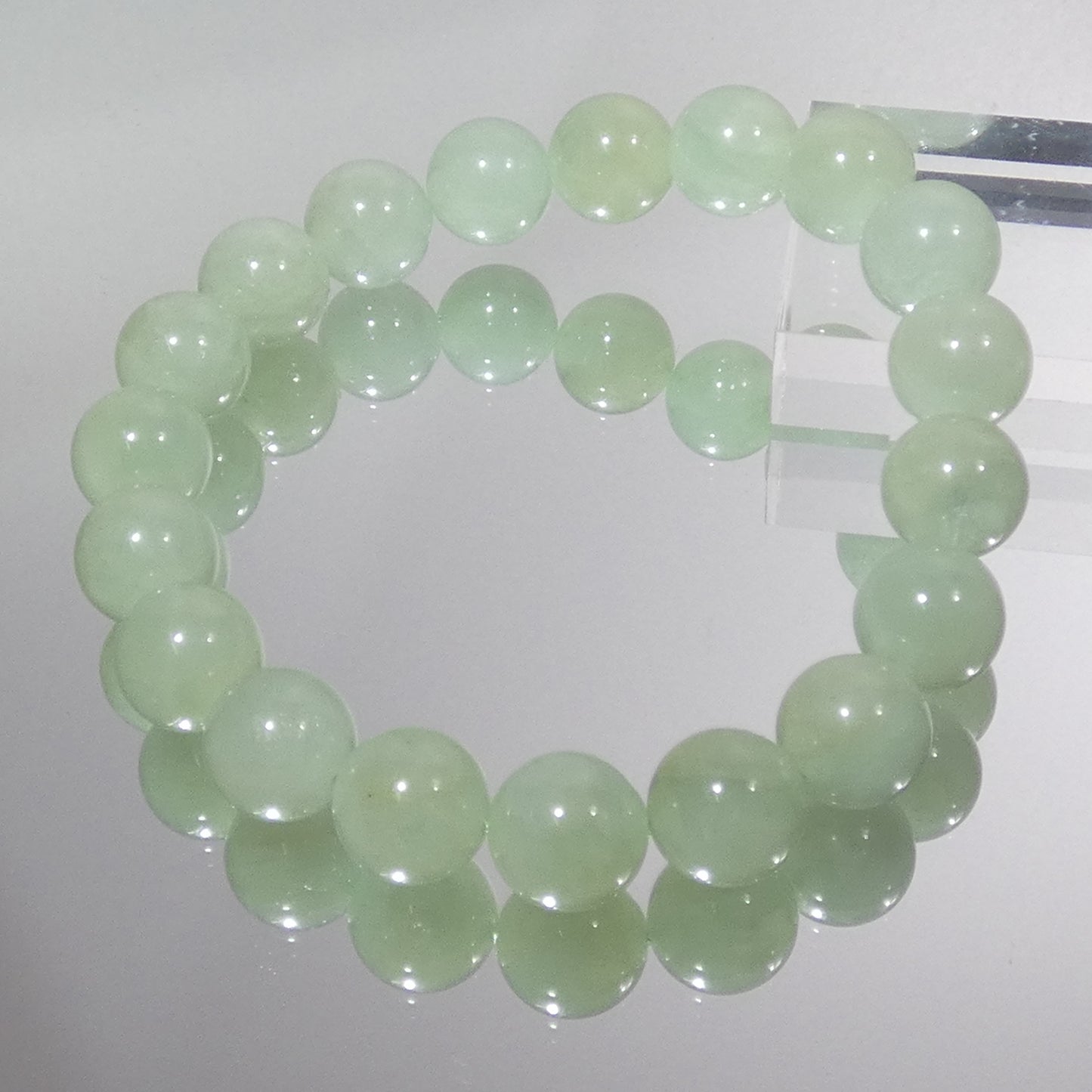 ミントグリーンアクアマリン(ベリル) ブレスレット 4A 内周17㎝ 直径約10.8mm【B0021】
