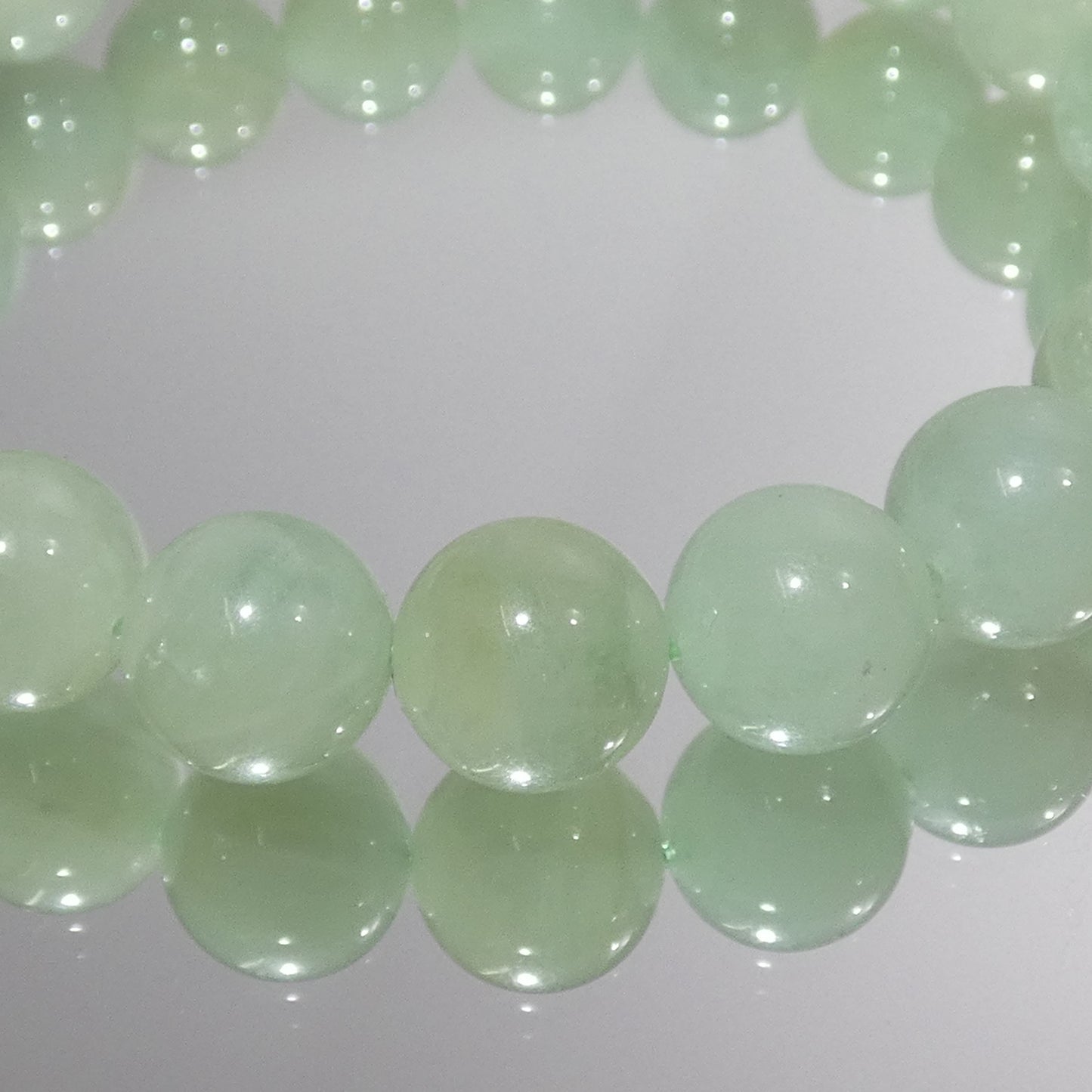 ミントグリーンアクアマリン(ベリル) ブレスレット 4A 内周17㎝ 直径約10.8mm【B0021】
