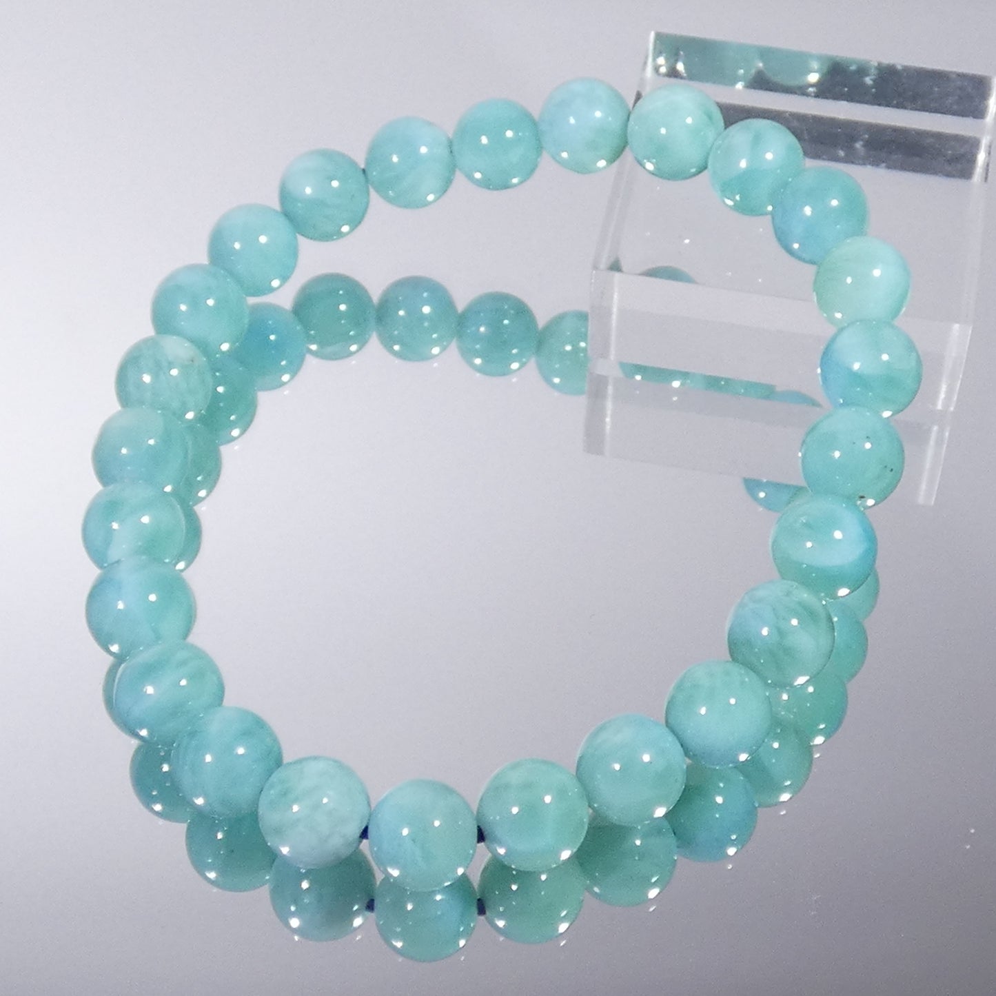 ラリマー ブレスレット 3A 内周16㎝ 直径約7.5mm【B0067】