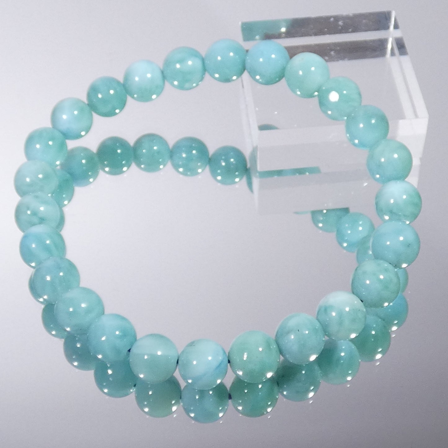 ラリマー ブレスレット 3A 内周16㎝ 直径約7.5mm【B0066】