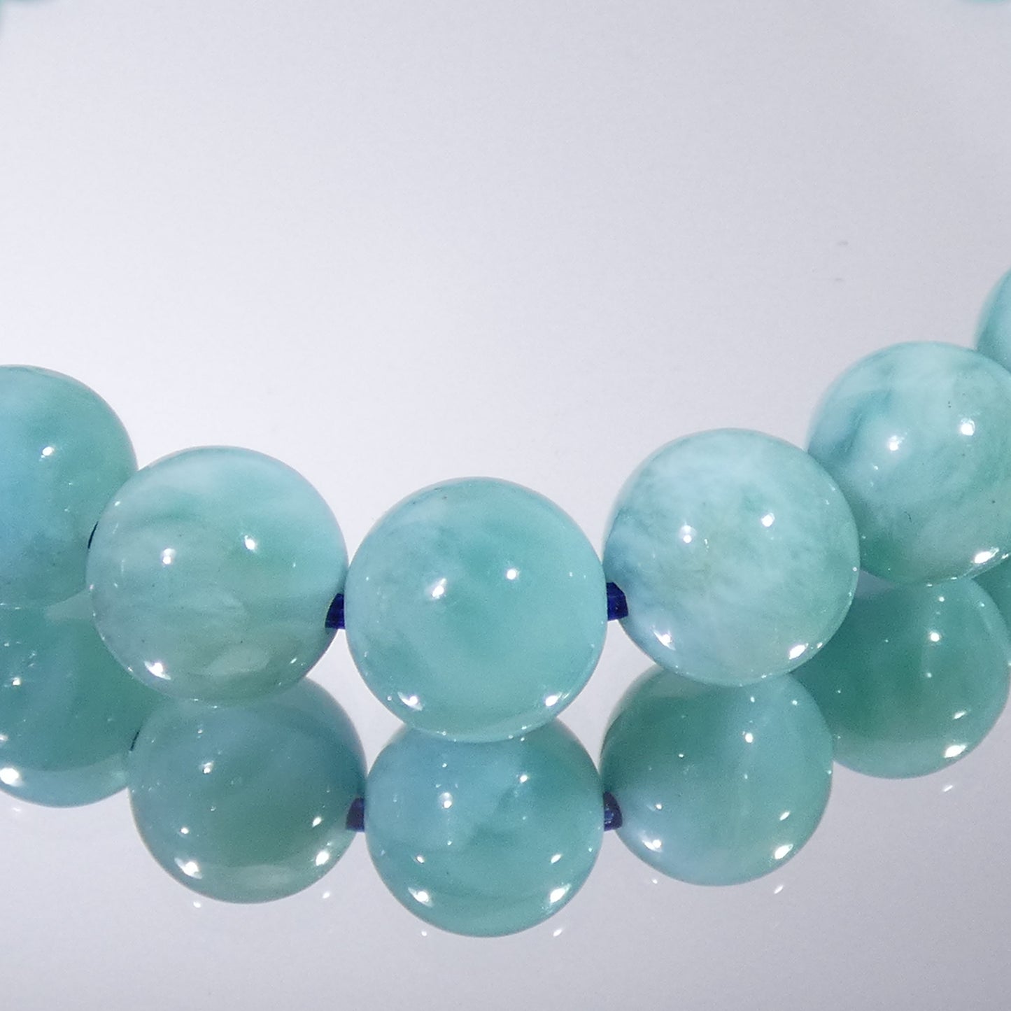 ラリマー ブレスレット 3A 内周16㎝ 直径約7.5mm【B0066】