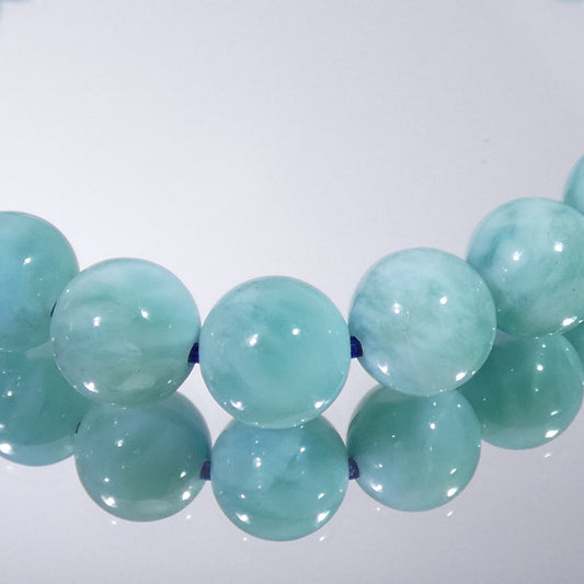 ラリマー ブレスレット 3A 内周16㎝ 直径約7.5mm【B0066】