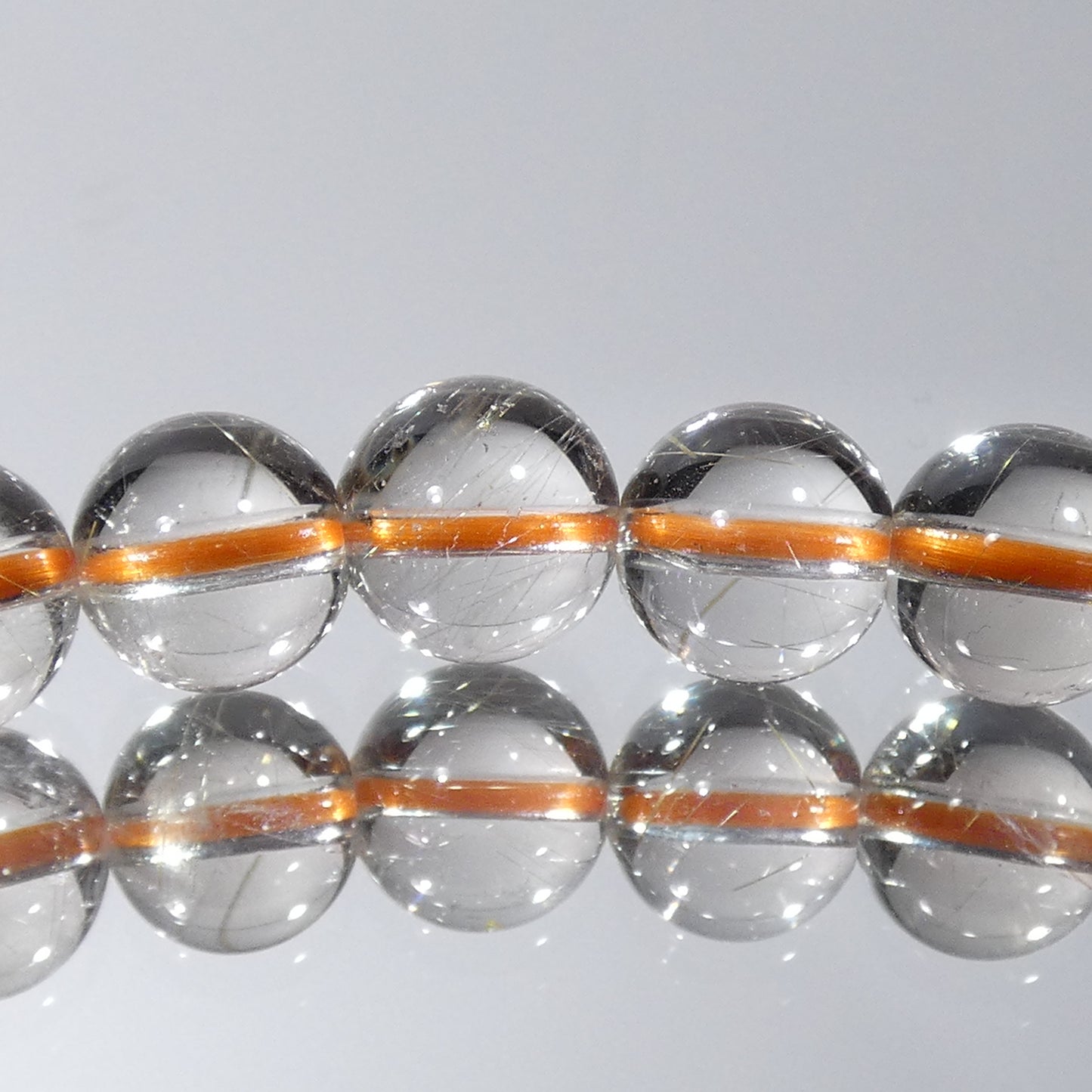 ゴールドルチルクォーツ ブレスレット ブラジル産 内周16㎝ 直径約7.6mm【B0037】