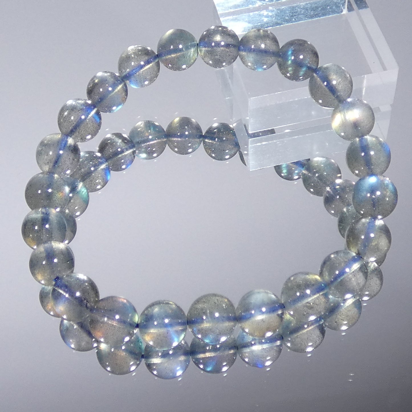ラブラドライト ブレスレット 5A 内周15.5㎝ 直径約8.1mm【B0135】