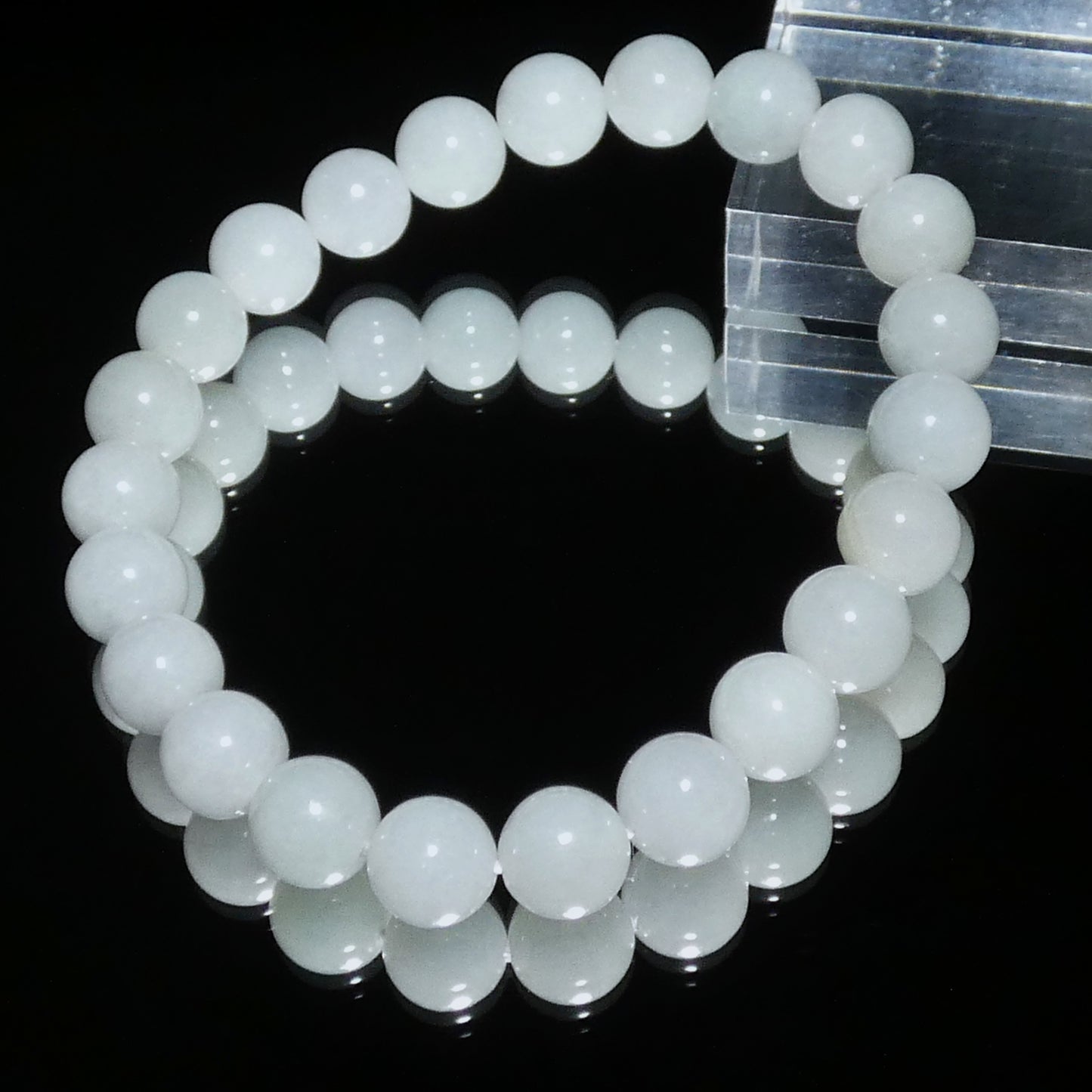 ブルー本ヒスイ ブレスレット ミャンマー産 5A 内周16㎝ 直径約8.2mm【B0261】