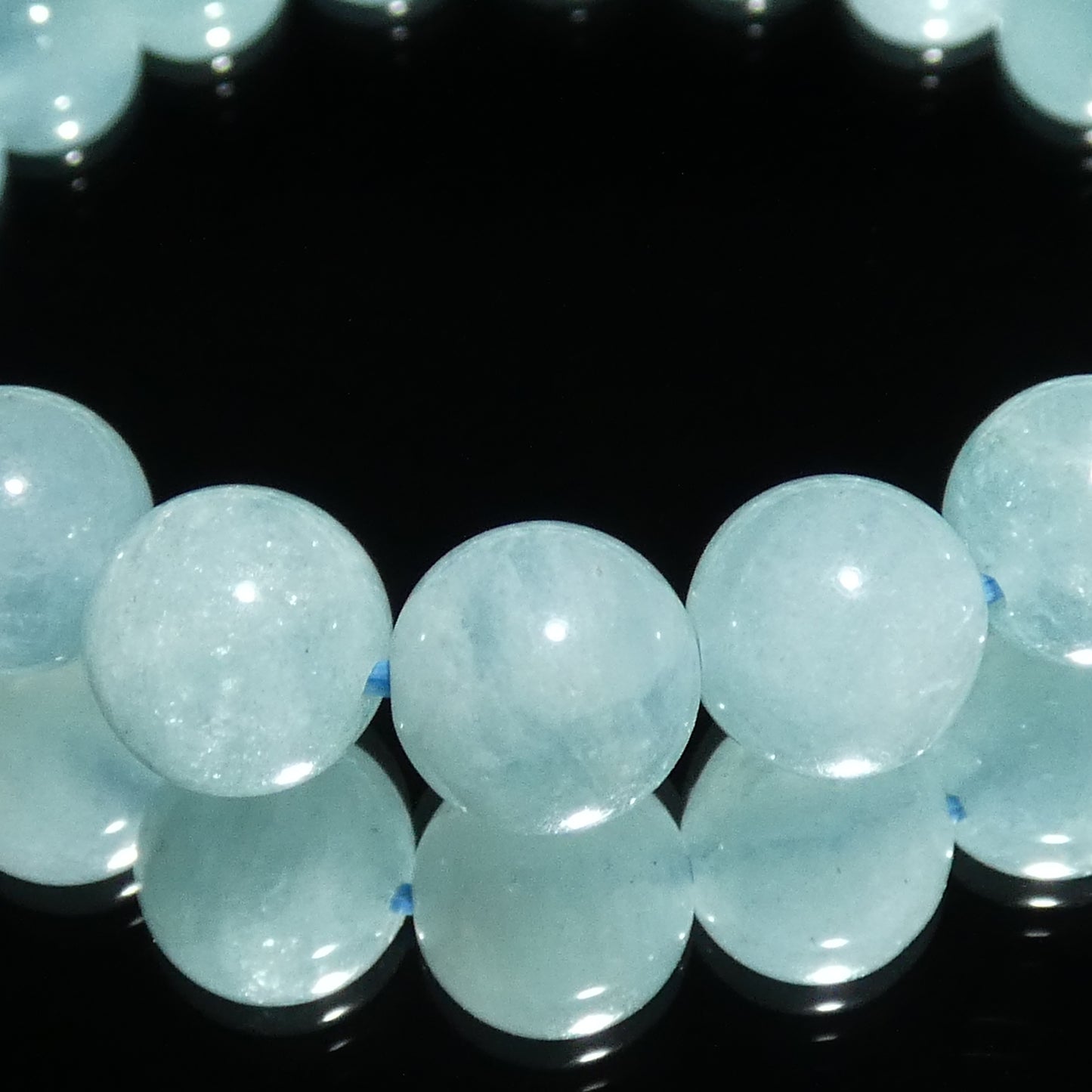 アクアマリン ブレスレット ウイグル産 3A 内周16㎝ 直径約9.5mm【B0194】