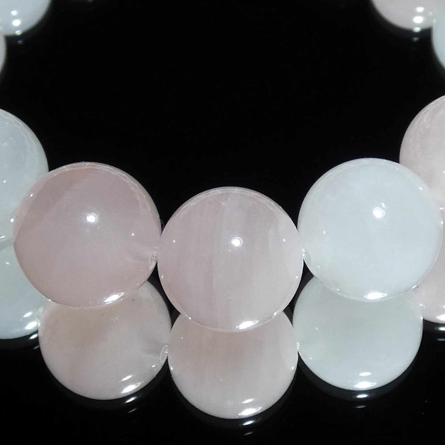 ローズクォーツ 桜ピンク ブレスレット ブラジル産 4A 内周17.5㎝ 直径約12.8mm【B0209】