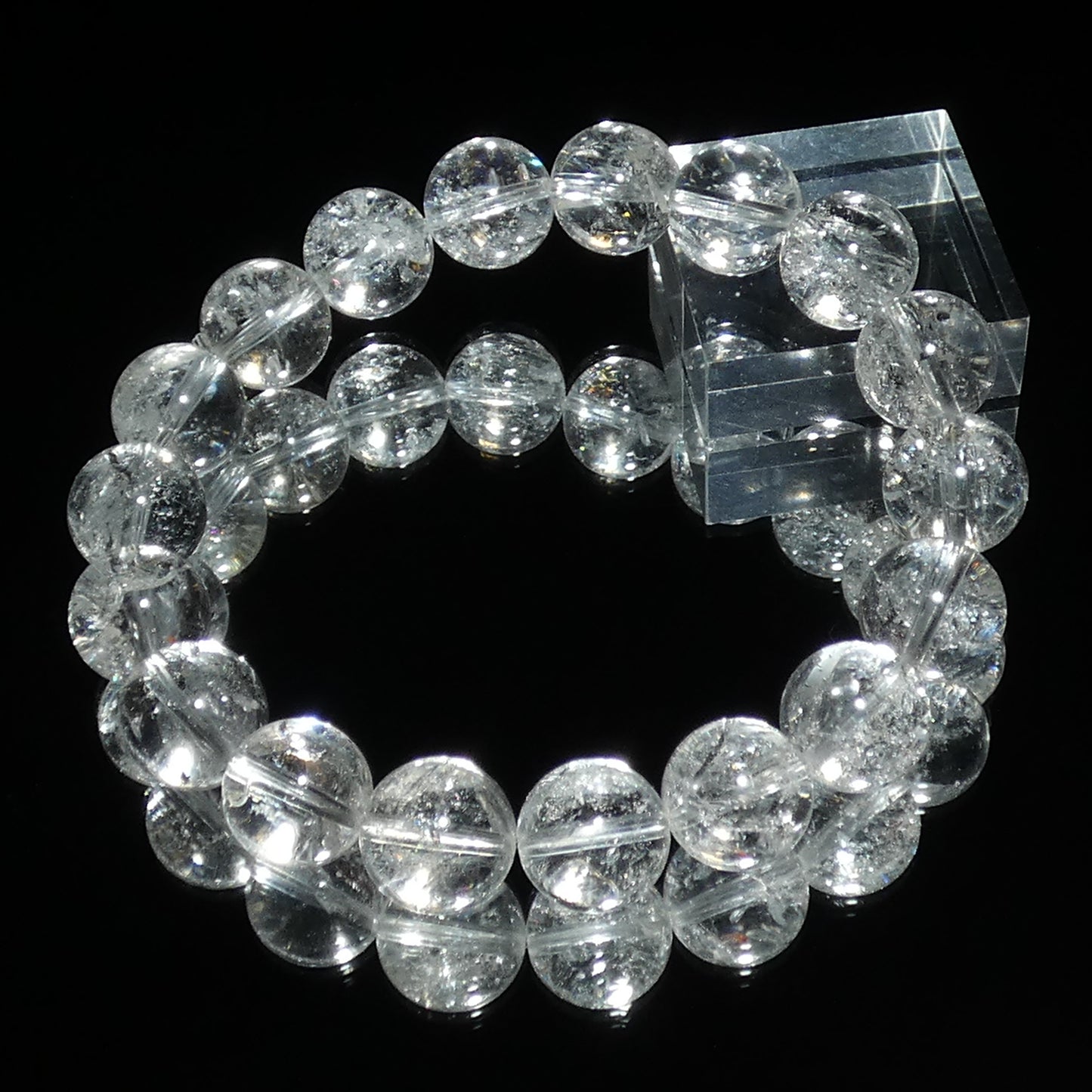 レインボー入りアイリスクオーツ ブレスレット 5A 内周18㎝ 直径約12.4mm【B0256】