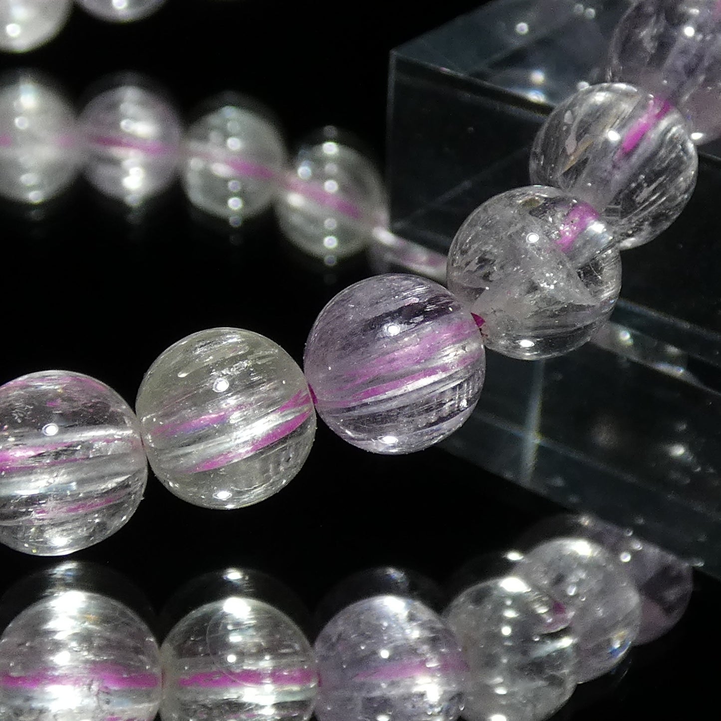 クンツァイト ブレスレット 5A 内周15.5㎝ 直径約6.8mm【B0161】