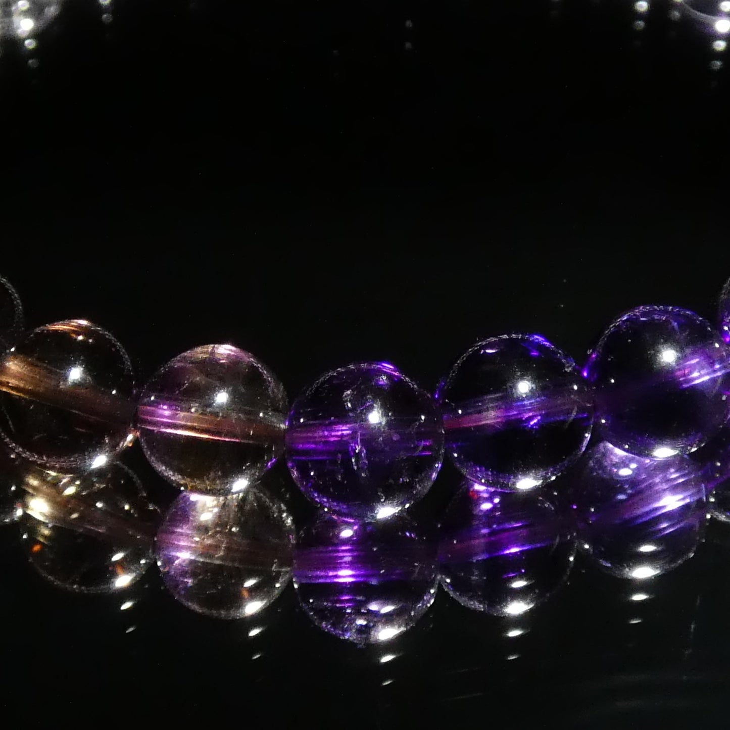 スーパーセブン エレスチャル紫水晶 ブレスレット 5A 内周16㎝ 直径約6.5mm【B0150】