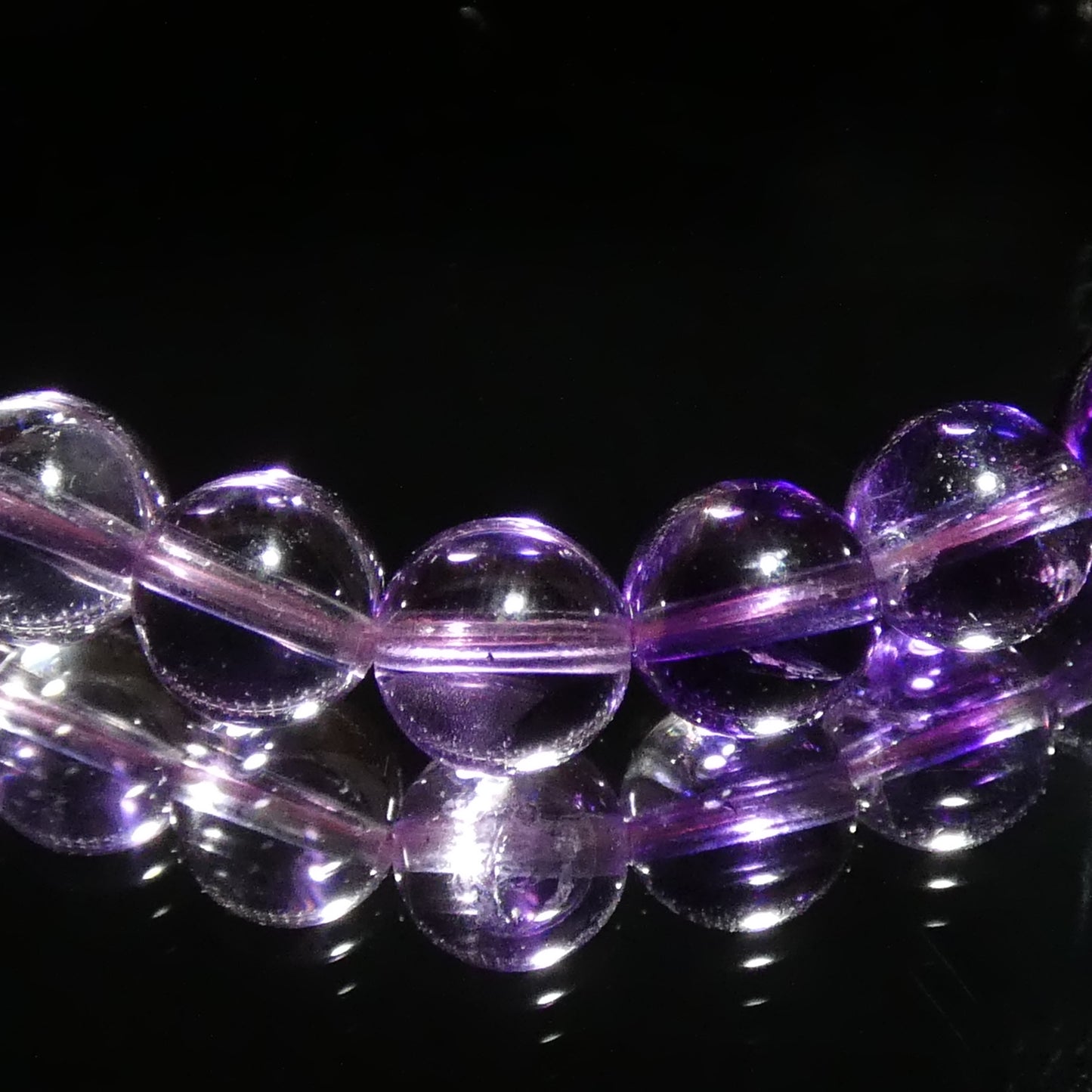 スーパーセブン エレスチャル紫水晶 ブレスレット 5A 内周16㎝ 直径約6.5mm【B0150】