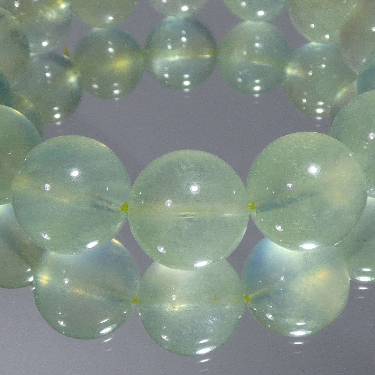 グリーンアクアマリン(ベリル) ブレスレット 4A 内周14.5㎝ 直径約13.5mm【B0159】