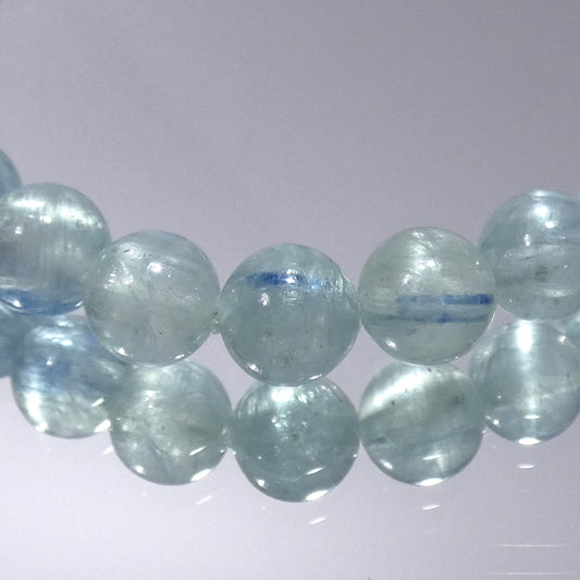 ブルーアイスカイヤナイト ブレスレット 5A+ 内周15.5㎝  直径約6.3mm【B0218】