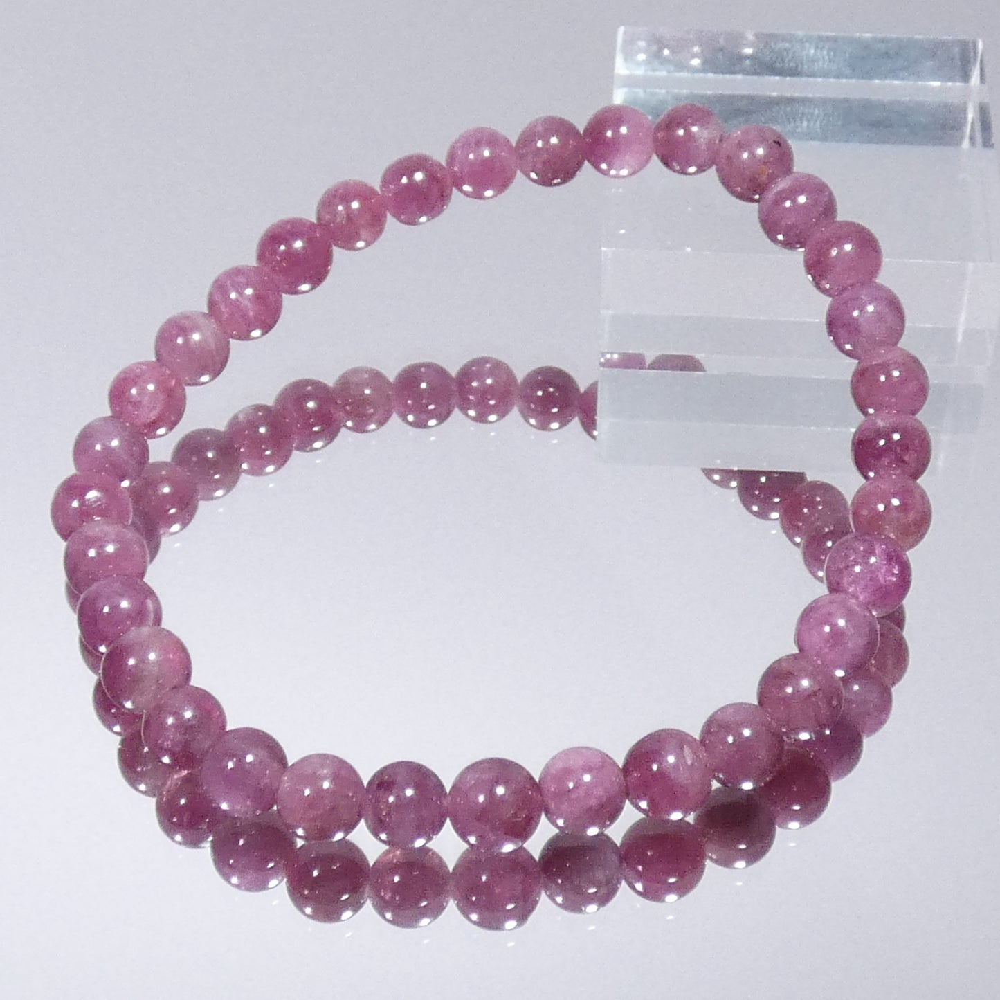 レッドトルマリン(ルベライト) ブレスレット アフガニスタン産 3A 内周15.5㎝ 直径約5.7mm【B0265】