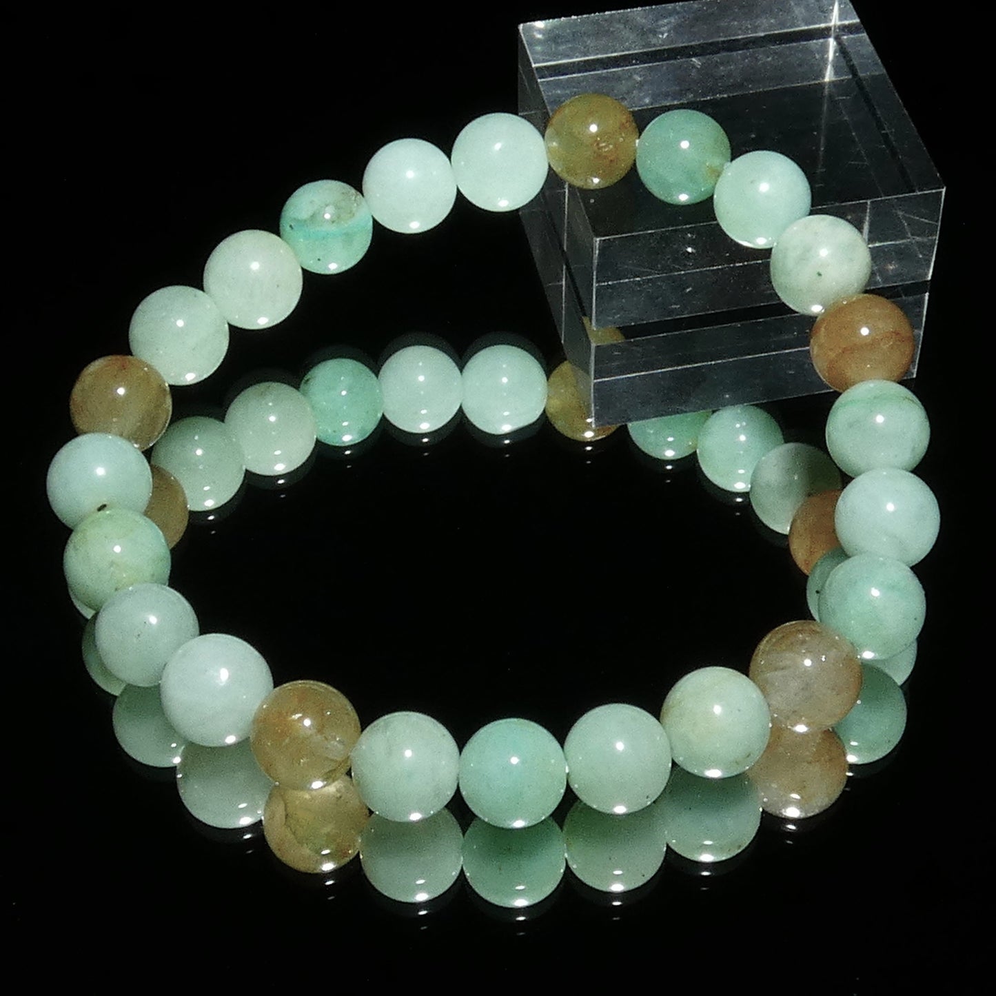 クリソコラインクォーツ ジェムシリカ ブレスレット タンザニア産 内周15.5㎝ 直径約7.8mm【B0833】