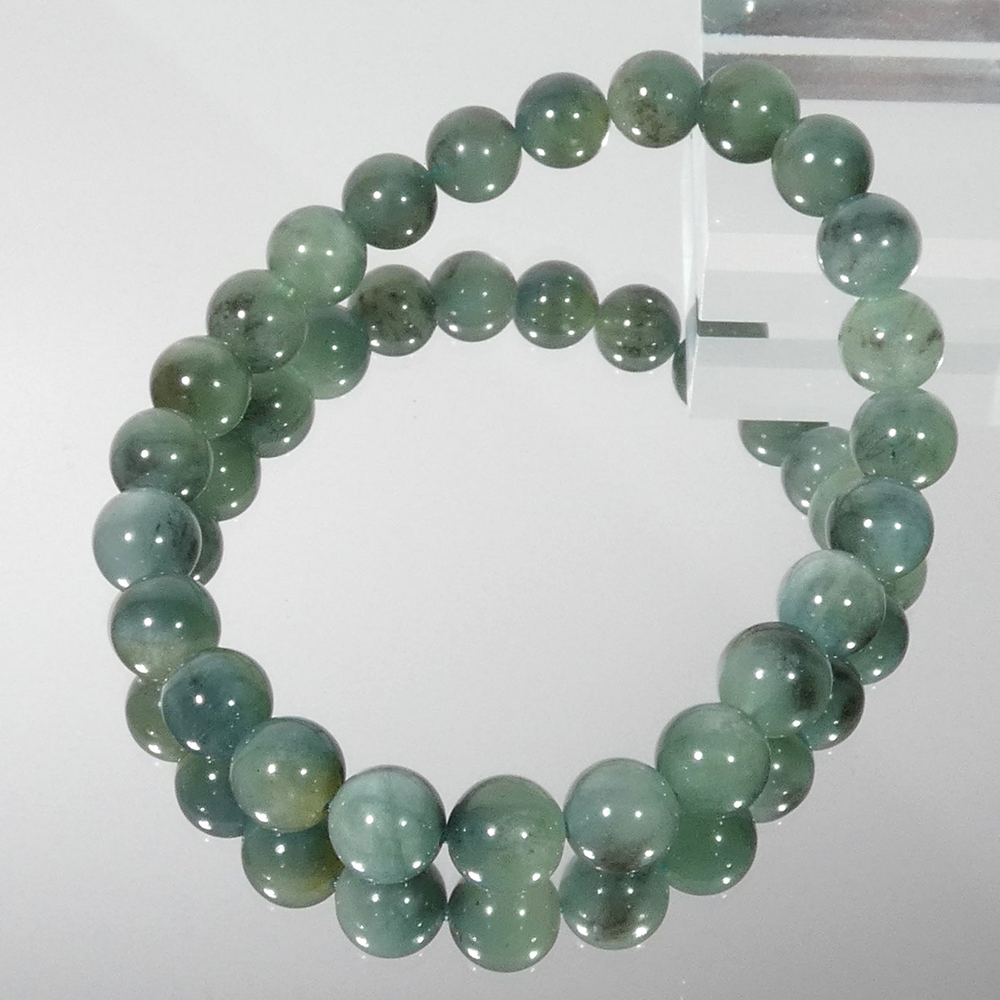 アクアマリン(ブルーグリーンベリル) ブレスレット 3A 内周16㎝ 直径約8mm【B0167】