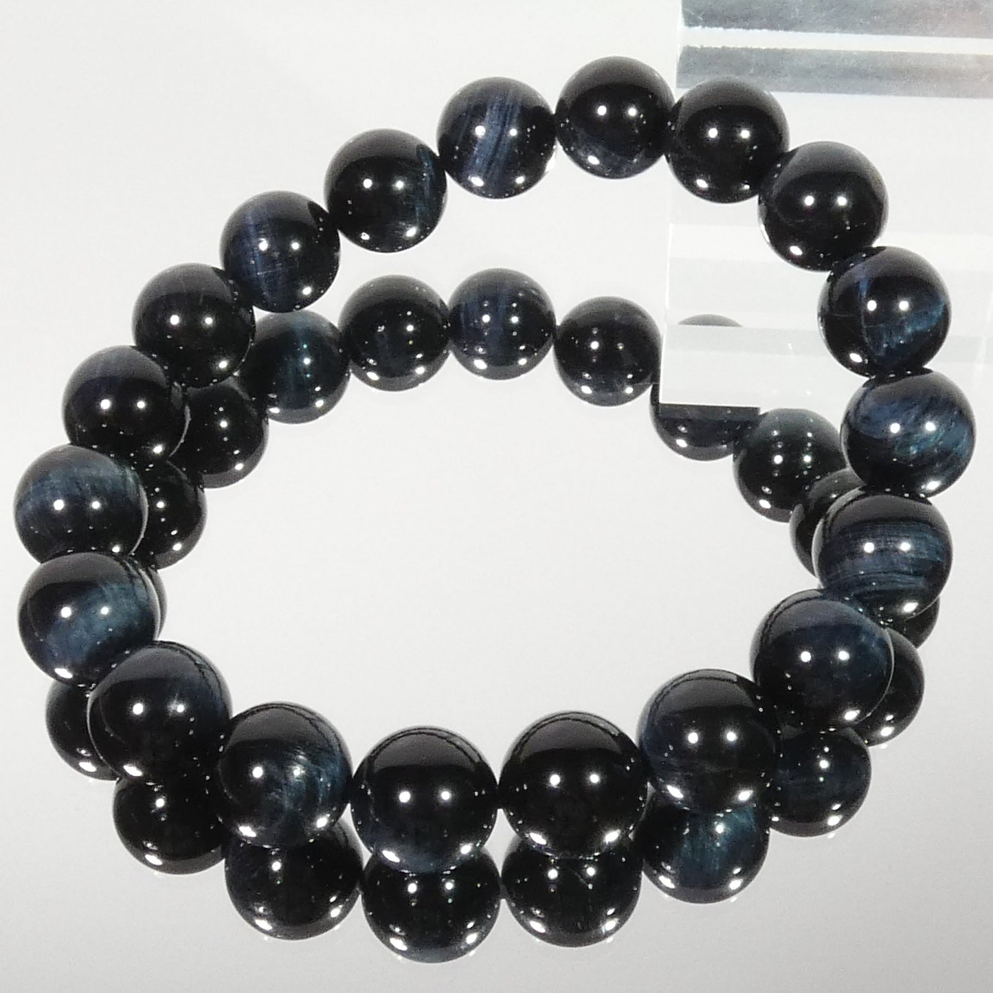 ブルータイガーアイ ブレスレット 5A 内周15.5㎝ 直径約10mm【B0266】